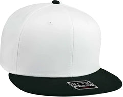 OTTO 125-1038 Superior Cotton Twill Flat Visor Snapback Pro Style Cap - Black White White - Black White / One Size Fits