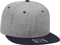 OTTO 125-1054 OTTO Snap 6 Panel Mid Profile Snapback Cap - Navy Heather Gray Heather Gray - Navy Gray / One Size Fits