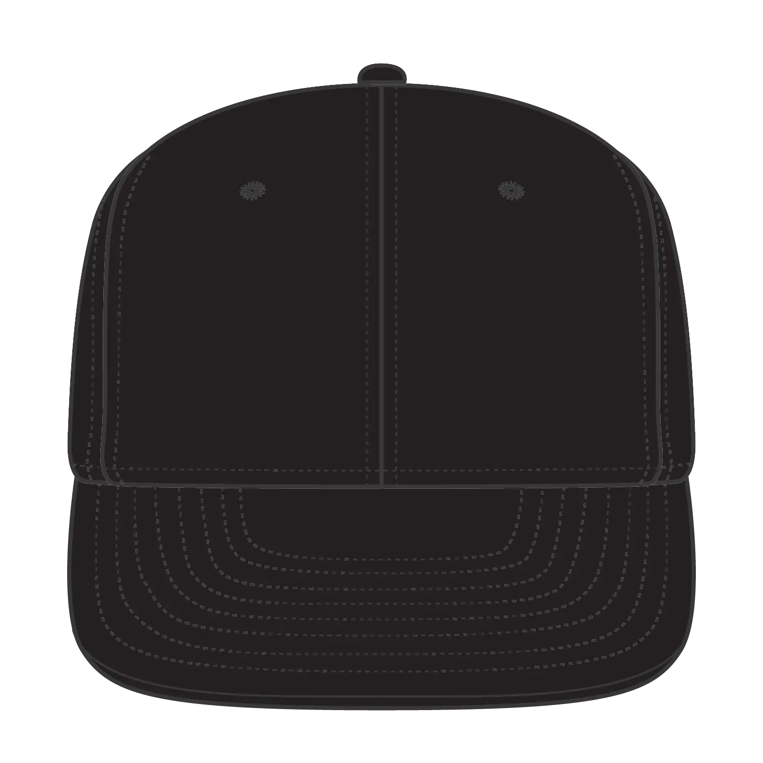 OTTO 125-1137 6 Panel Mid Profile Snapback Cap - Black - Black / 6 1/2’’ - 7 5/8’’