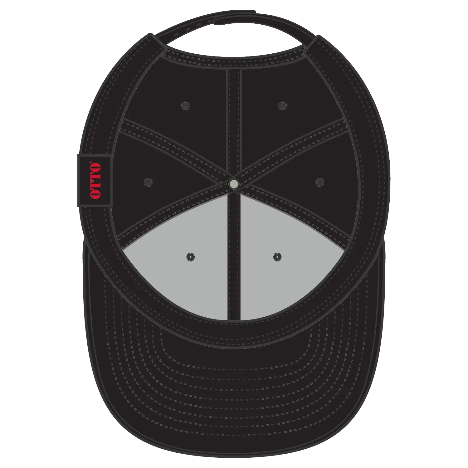 OTTO 125-1137 6 Panel Mid Profile Snapback Cap - Black - Black / 6 1/2’’ - 7 5/8’’