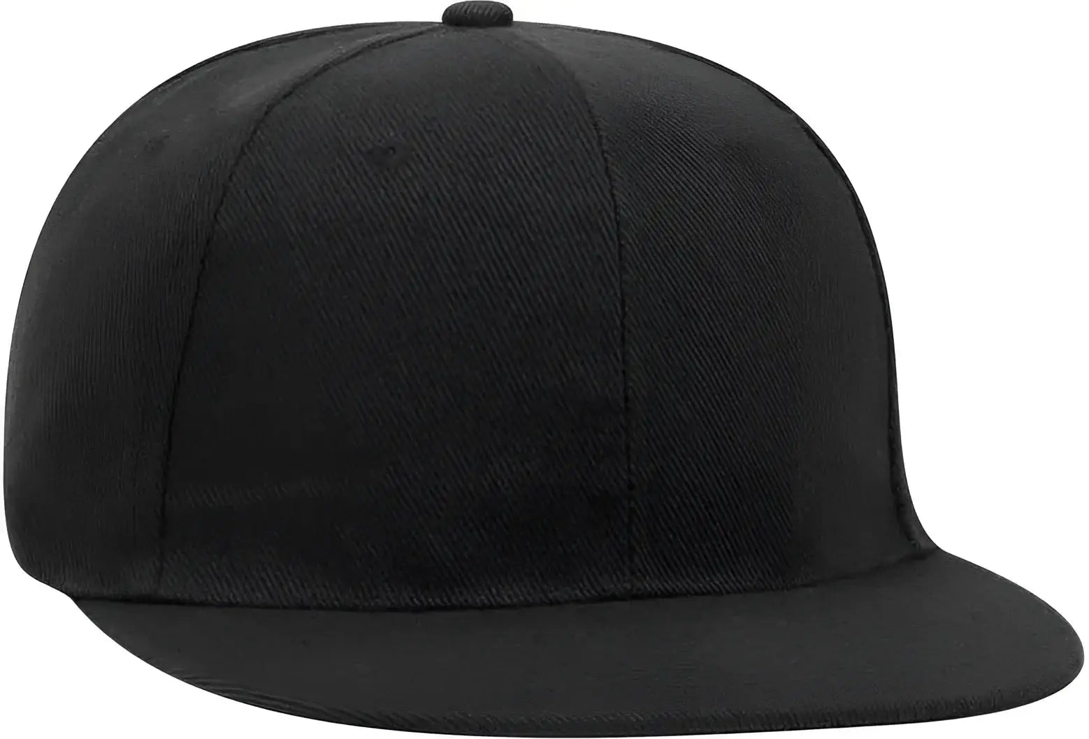 OTTO 125-1137 Promo Alternative Wool Twill Round Flat Visor 6 Panel Pro Style Snapback Hat - Black - Black / One Size