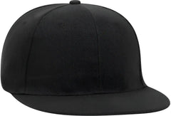 OTTO 125-1137 Promo Alternative Wool Twill Round Flat Visor 6 Panel Pro Style Snapback Hat - Black - Black / One Size