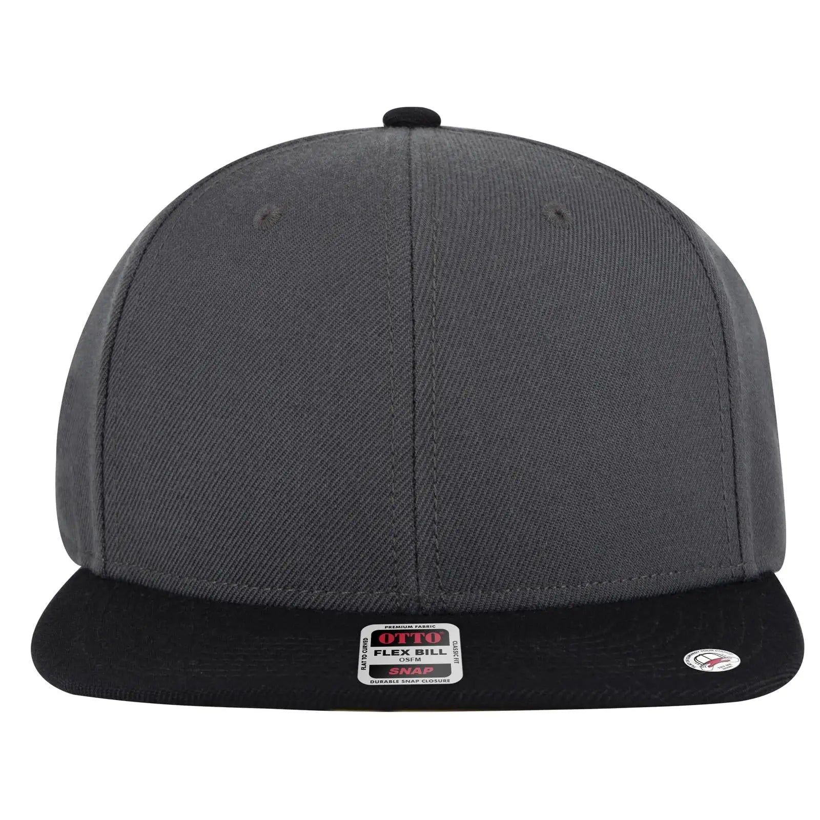 OTTO 125-978 ’OTTO Snap’ 6 Panel Pro Style Snapback Cap - Blk/Ch.Gry/Ch.Gry - Blk/Ch.Gry/Ch.Gry / 6 1/2’’ - 7 5/8’’