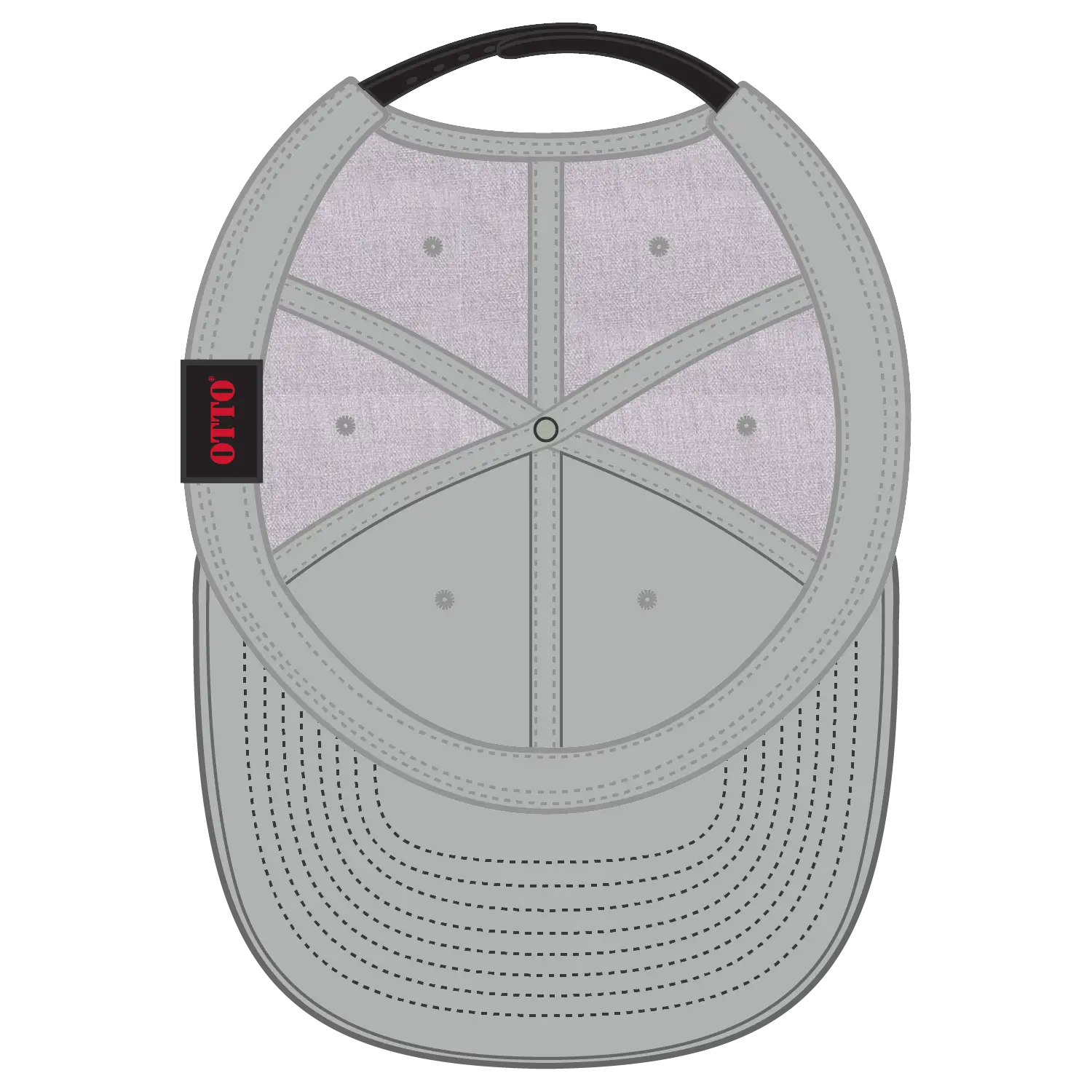 OTTO 125-978 ’OTTO Snap’ 6 Panel Pro Style Snapback Cap - Blk/H.Gry/H.Gry - Blk/H.Gry/H.Gry / 6 1/2’’ - 7 5/8’’