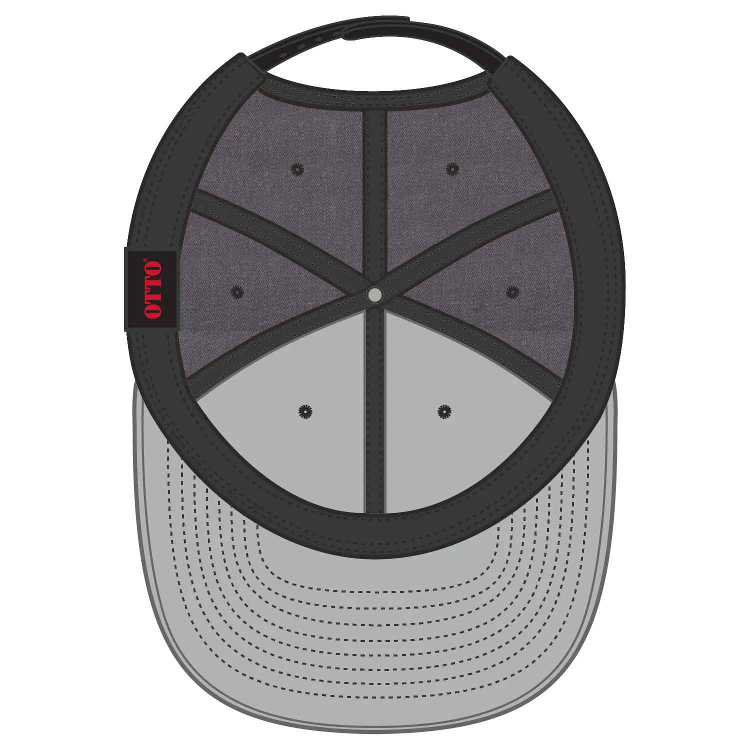 OTTO 125-978 ’OTTO Snap’ 6 Panel Pro Style Snapback Cap - Blk/H.Blk/H.Blk - Blk/H.Blk/H.Blk / 6 1/2’’ - 7 5/8’’