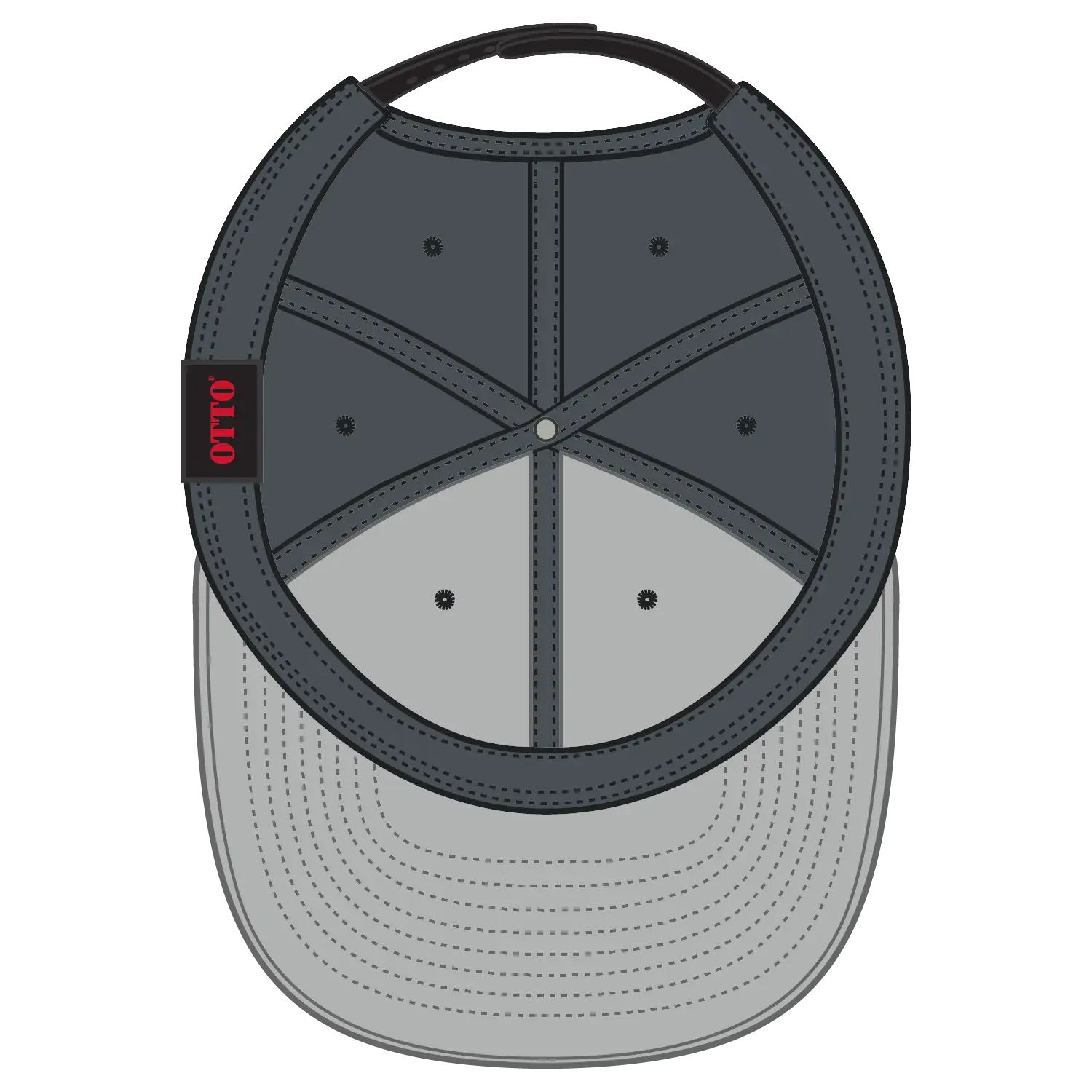 OTTO 125-978 ’OTTO Snap’ 6 Panel Pro Style Snapback Cap - Blk/Ch.Gry/Ch.Gry - Blk/Ch.Gry/Ch.Gry / 6 1/2’’ - 7 5/8’’