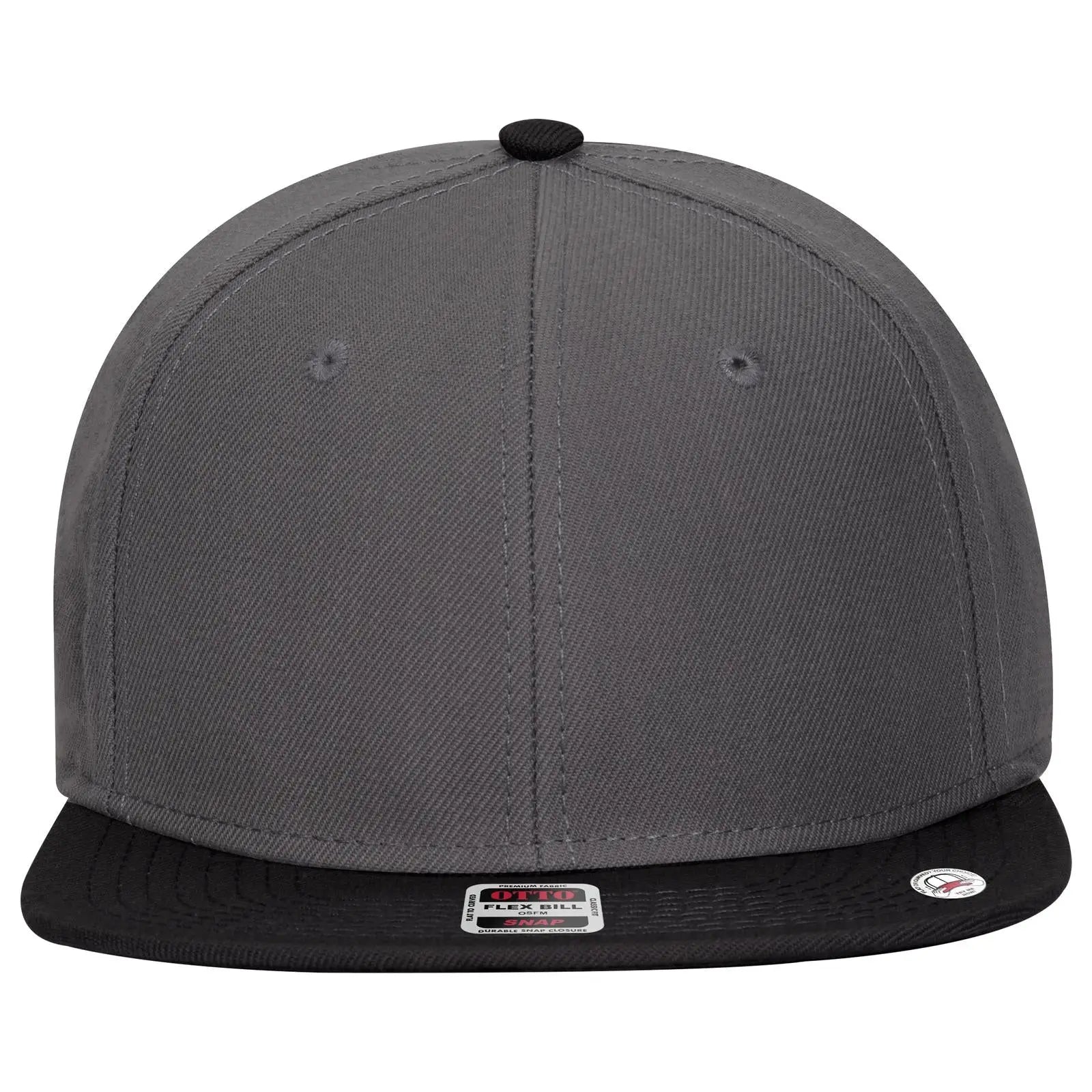 OTTO 125-978 ’OTTO Snap’ 6 Panel Pro Style Snapback Cap - Blk/Ch.Gry/Ch.Gry - Blk/Ch.Gry/Ch.Gry / 6 1/2’’ - 7 5/8’’