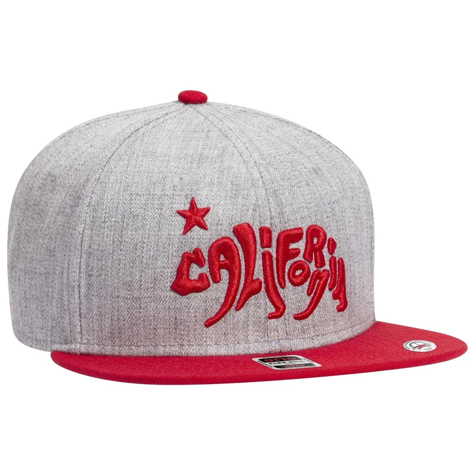 OTTO 125-978 ’OTTO Snap’ 6 Panel Pro Style Snapback Cap - Red/H.Gry/H.Gry - Red/H.Gry/H.Gry / 6 1/2’’ - 7 5/8’’
