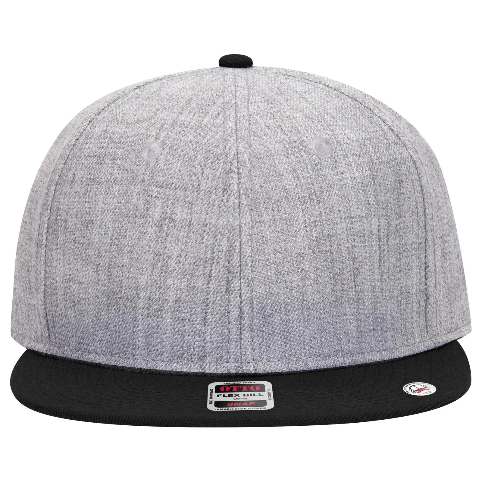 OTTO 125-978 ’OTTO Snap’ 6 Panel Pro Style Snapback Cap - Blk/H.Gry/H.Gry - Blk/H.Gry/H.Gry / 6 1/2’’ - 7 5/8’’