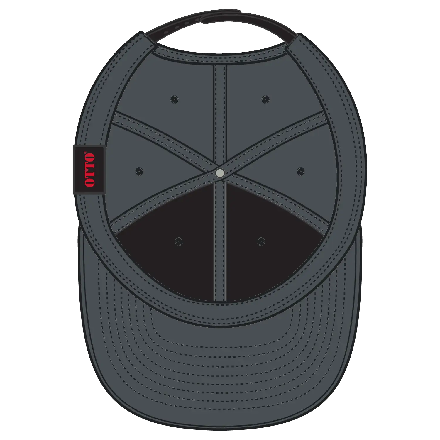 OTTO 125-978 ’OTTO Snap’ 6 Panel Pro Style Snapback Cap - Blk/Ch.Gry/Ch.Gry - Blk/Ch.Gry/Ch.Gry / 6 1/2’’ - 7 5/8’’