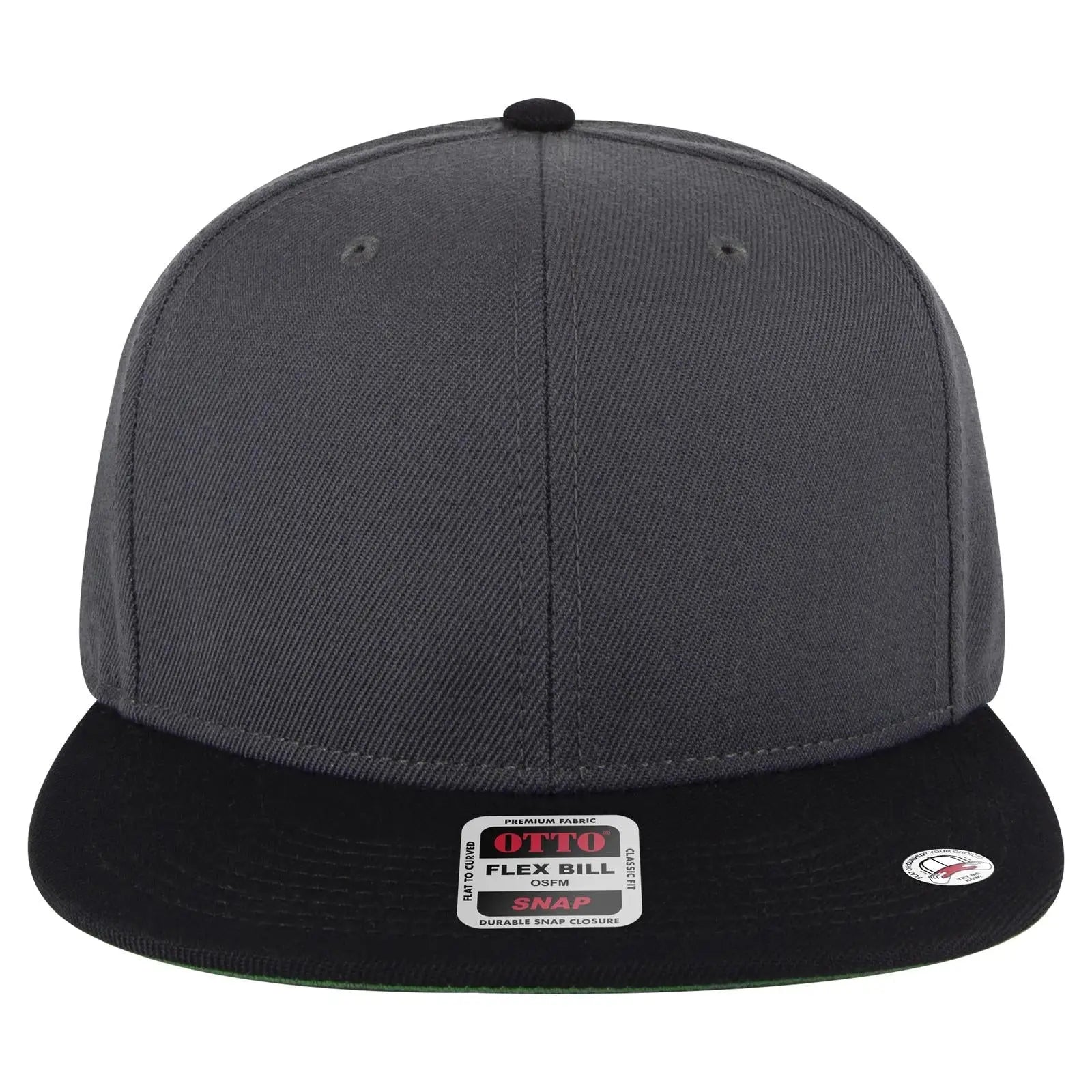 OTTO 125-978 ’OTTO Snap’ 6 Panel Pro Style Snapback Cap - Blk/Ch.Gry/Ch.Gry - Blk/Ch.Gry/Ch.Gry / 6 1/2’’ - 7 5/8’’