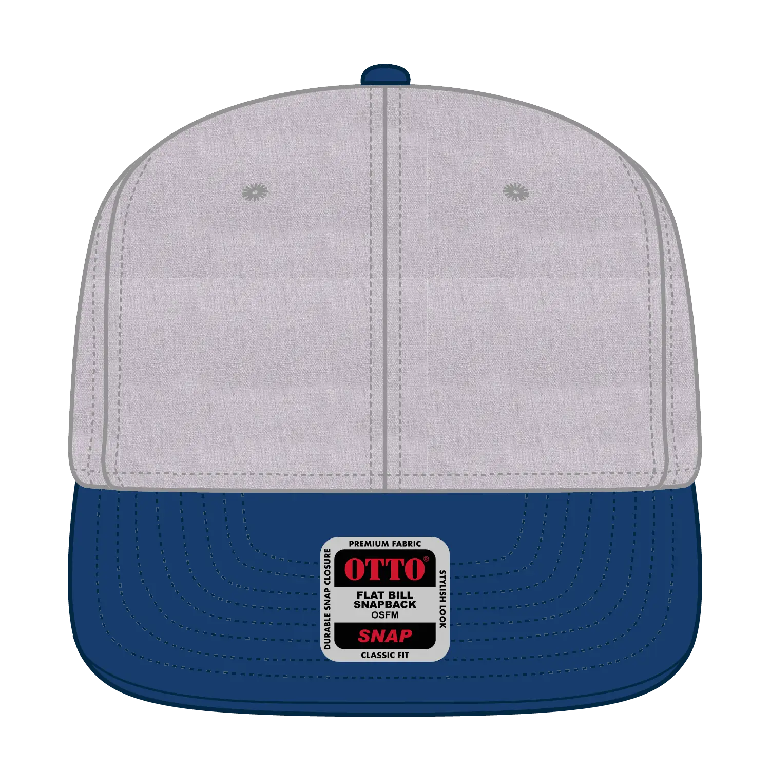 OTTO 125-978 ’OTTO Snap’ 6 Panel Pro Style Snapback Cap - Ryl/H.Gry/H.Gry - Ryl/H.Gry/H.Gry / 6 1/2’’ - 7 5/8’’