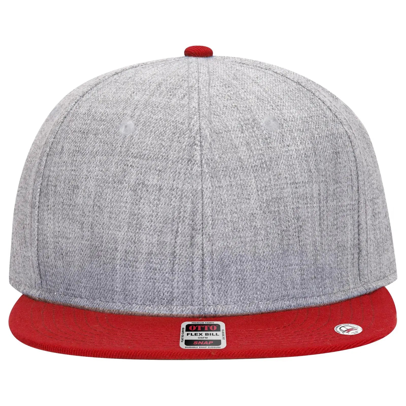 OTTO 125-978 ’OTTO Snap’ 6 Panel Pro Style Snapback Cap - Red/H.Gry/H.Gry - Red/H.Gry/H.Gry / 6 1/2’’ - 7 5/8’’