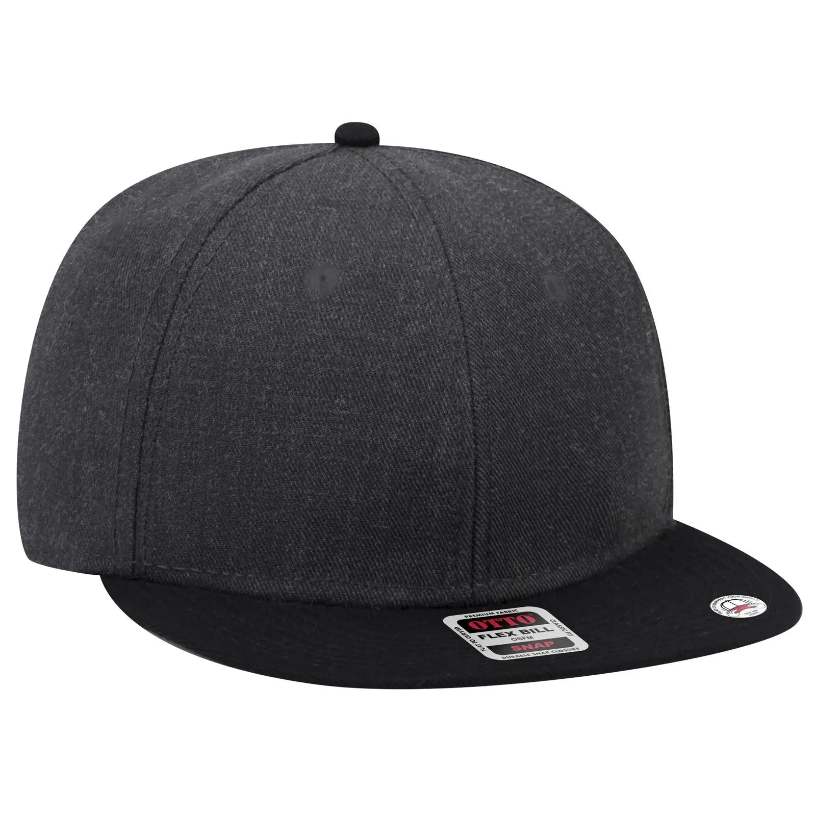 OTTO 125-978 ’OTTO Snap’ 6 Panel Pro Style Snapback Cap - Blk/H.Blk/H.Blk - Blk/H.Blk/H.Blk / 6 1/2’’ - 7 5/8’’