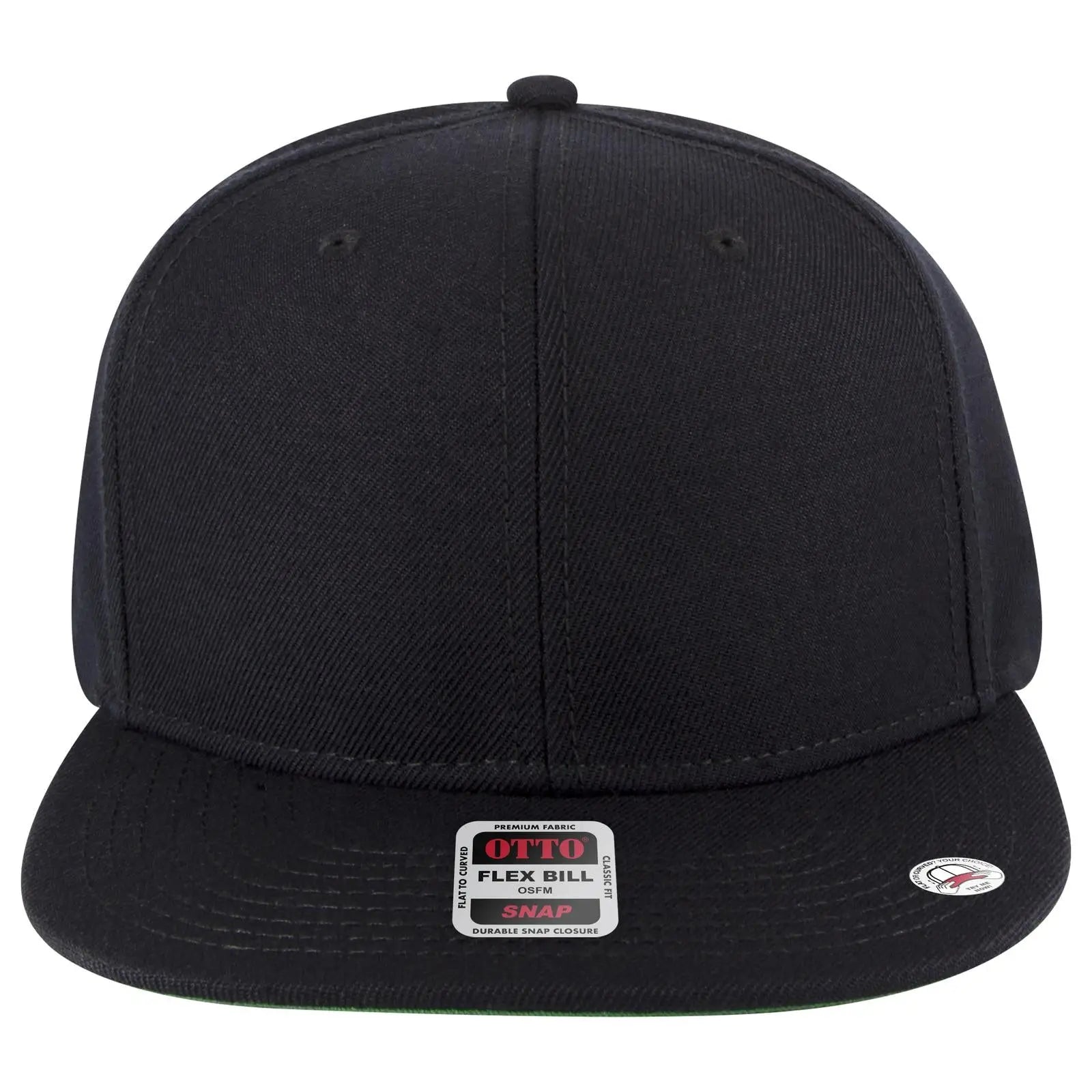 OTTO 125-978 ’OTTO Snap’ 6 Panel Pro Style Snapback Cap - Black - Black / 6 1/2’’ - 7 5/8’’