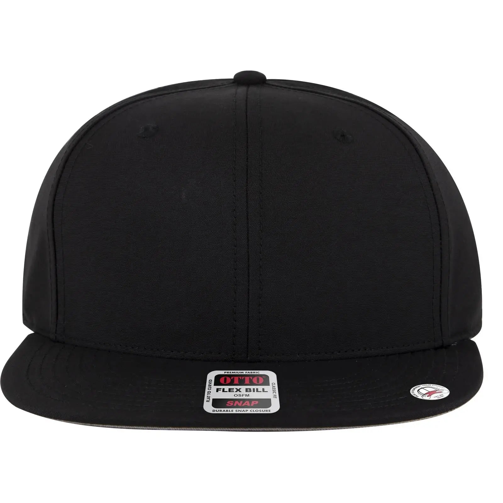 OTTO 125-978 ’OTTO Snap’ 6 Panel Pro Style Snapback Cap - Black - Black / 6 1/2’’ - 7 5/8’’
