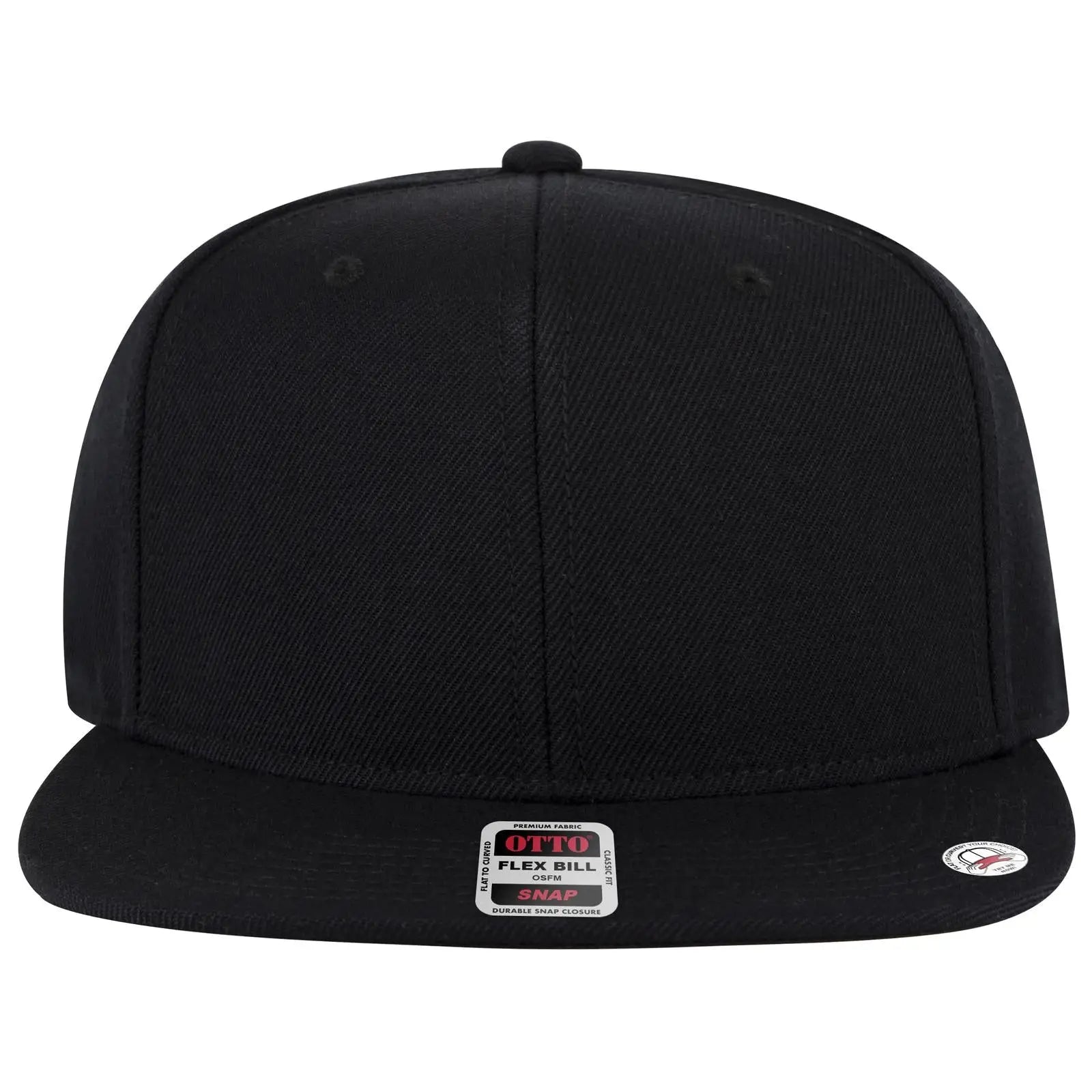 OTTO 125-978 ’OTTO Snap’ 6 Panel Pro Style Snapback Cap - Blk - Blk / 6 1/2’’ - 7 5/8’’