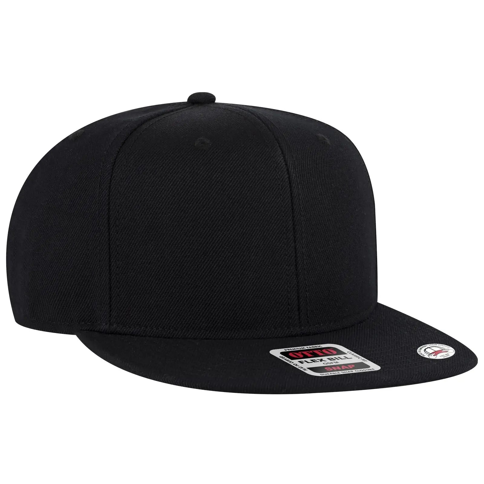 OTTO 125-978 ’OTTO Snap’ 6 Panel Pro Style Snapback Cap - Blk - Blk / 6 1/2’’ - 7 5/8’’