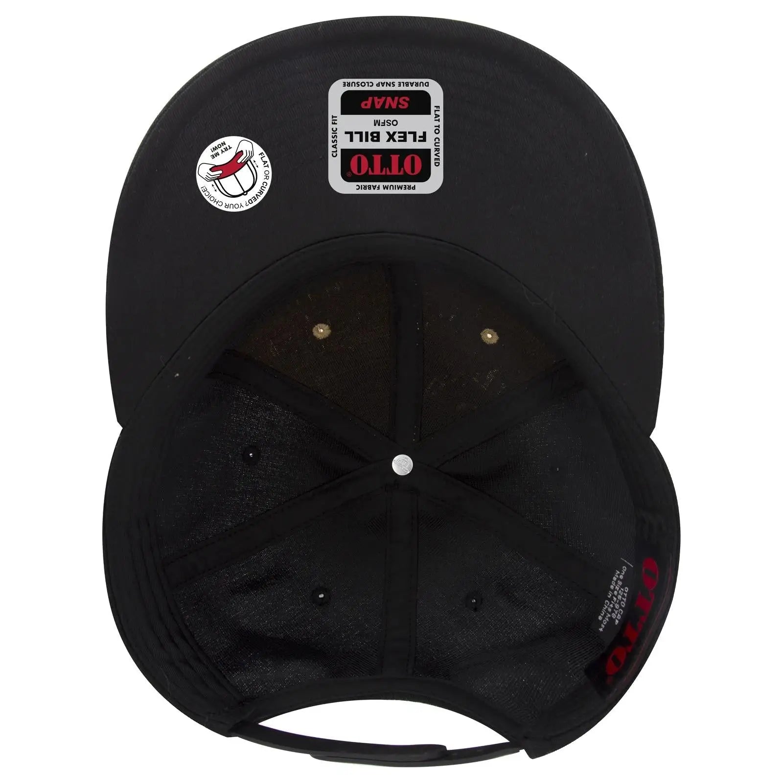 OTTO 125-978 ’OTTO Snap’ 6 Panel Pro Style Snapback Cap - Blk/Cork/Blk - Blk/Cork/Blk / 6 1/2’’ - 7 5/8’’