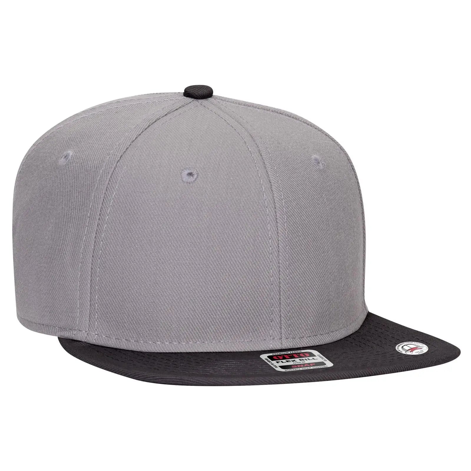 OTTO 125-978 ’OTTO Snap’ 6 Panel Pro Style Snapback Cap - Blk/Gry/Gry - Blk/Gry/Gry / 6 1/2’’ - 7 5/8’’