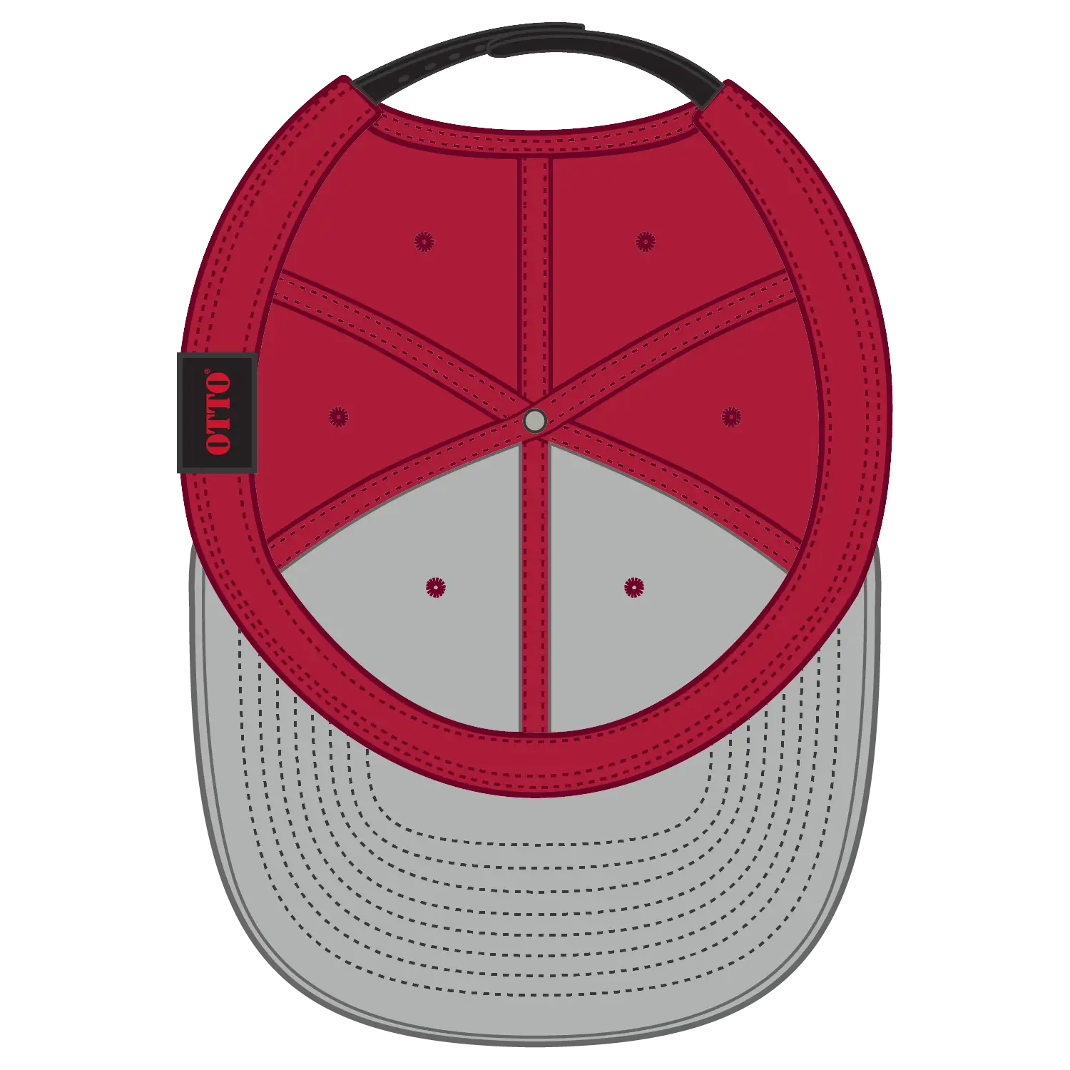 OTTO 125-978 ’OTTO Snap’ 6 Panel Pro Style Snapback Cap - Blk/Red/Red - Blk/Red/Red / 6 1/2’’ - 7 5/8’’