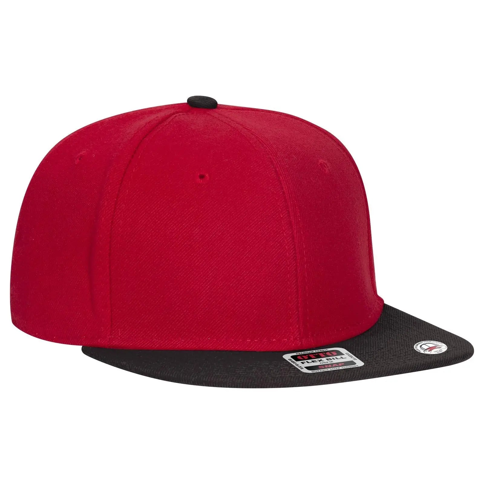 OTTO 125-978 ’OTTO Snap’ 6 Panel Pro Style Snapback Cap - Blk/Red/Red - Blk/Red/Red / 6 1/2’’ - 7 5/8’’