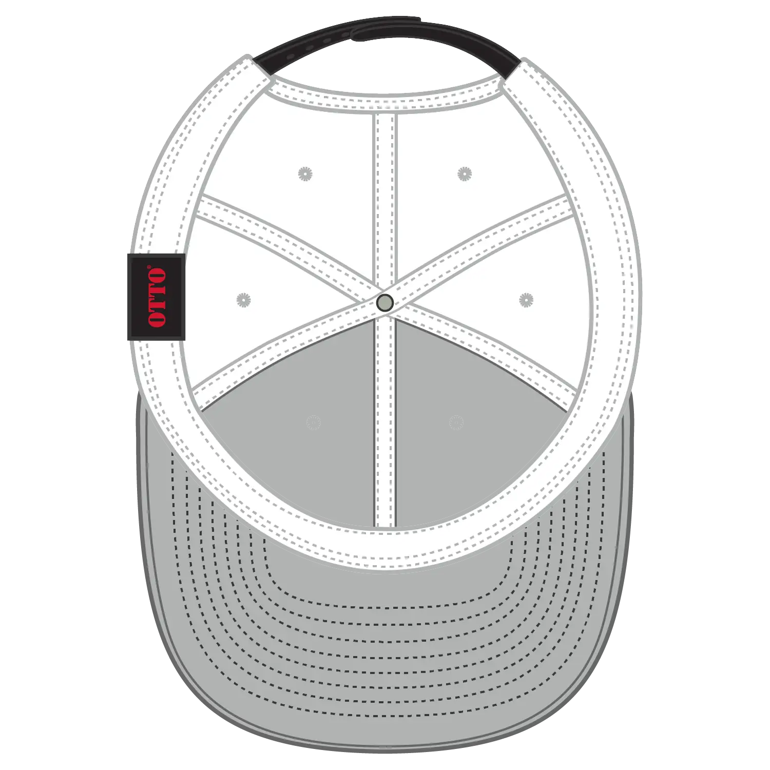 OTTO 125-978 ’OTTO Snap’ 6 Panel Pro Style Snapback Cap - Blk/Wht/Wht - Blk/Wht/Wht / 6 1/2’’ - 7 5/8’’