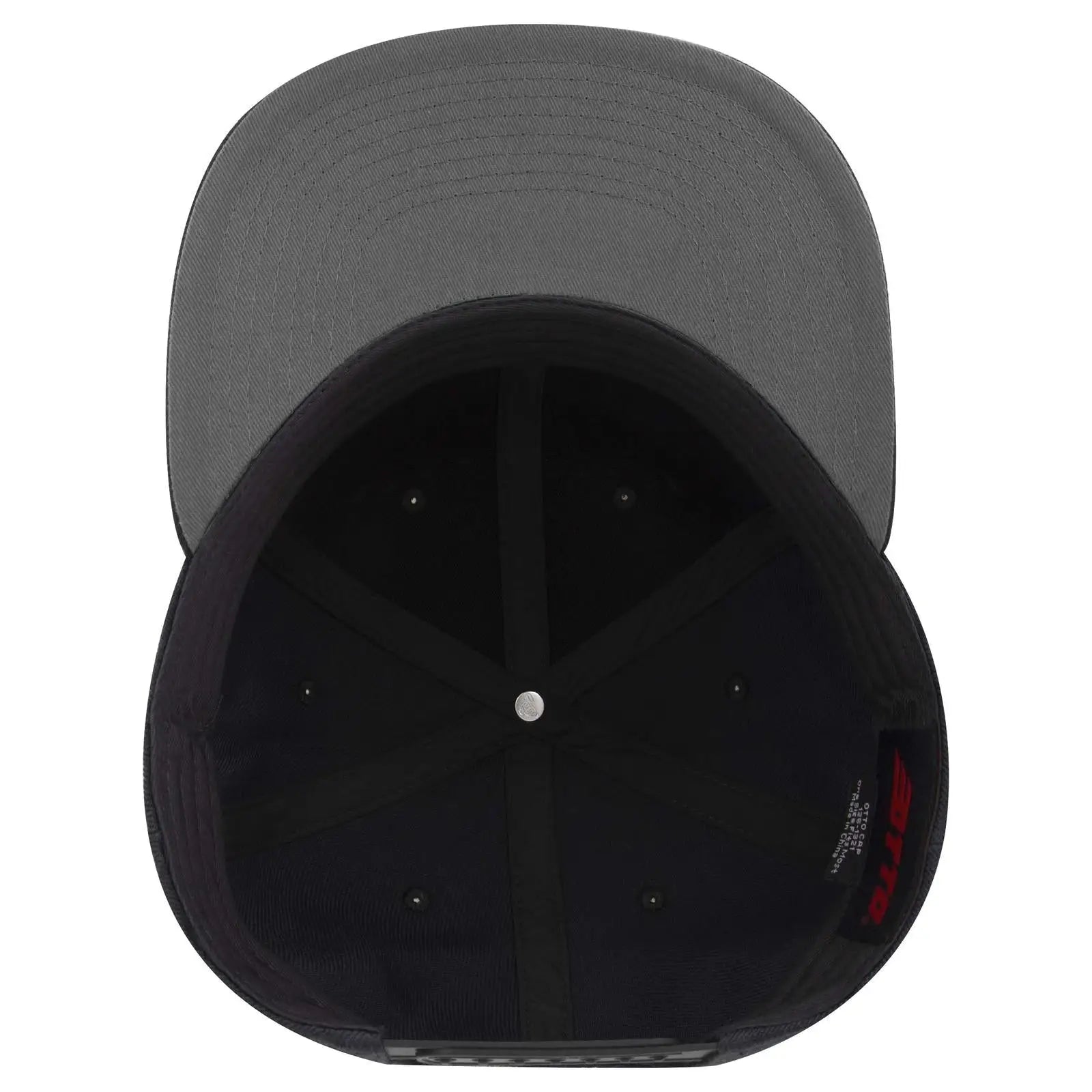 OTTO 125-978 ’OTTO Snap’ 6 Panel Pro Style Snapback Cap - Ch. Gry/Blk/Blk - Ch. Gry/Blk/Blk / 6 1/2’’ - 7 5/8’’