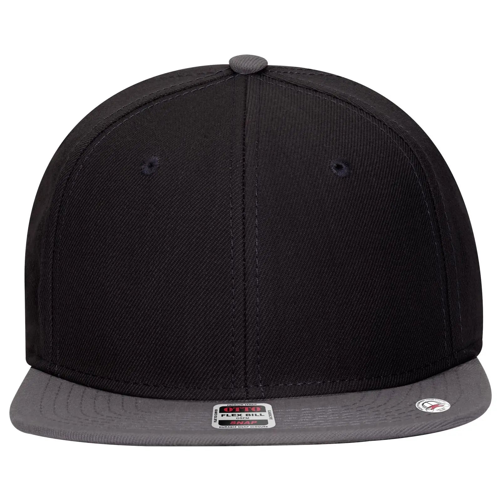 OTTO 125-978 ’OTTO Snap’ 6 Panel Pro Style Snapback Cap - Ch. Gry/Blk/Blk - Ch. Gry/Blk/Blk / 6 1/2’’ - 7 5/8’’