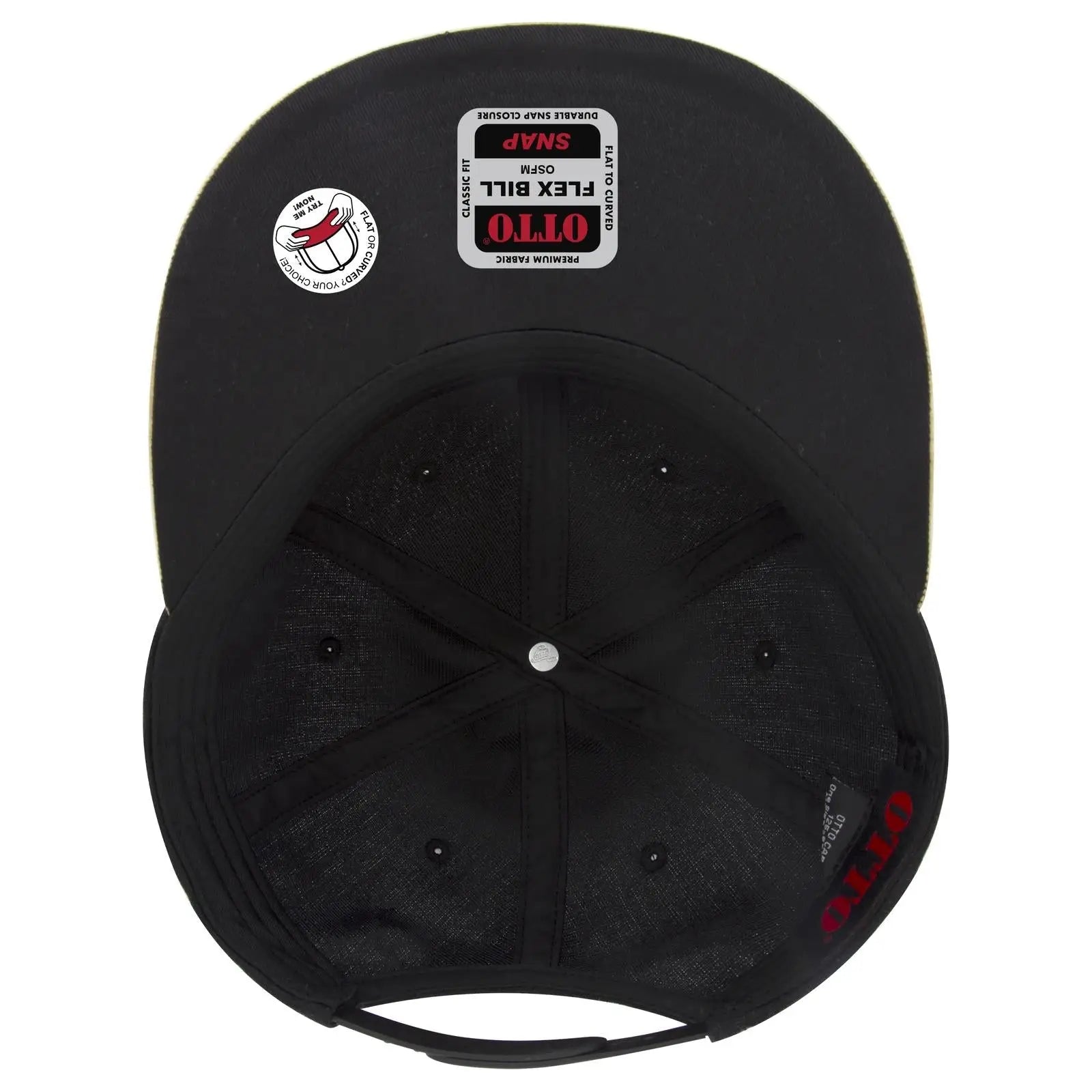OTTO 125-978 ’OTTO Snap’ 6 Panel Pro Style Snapback Cap - Cork/Blk - Cork/Blk / 6 1/2’’ - 7 5/8’’