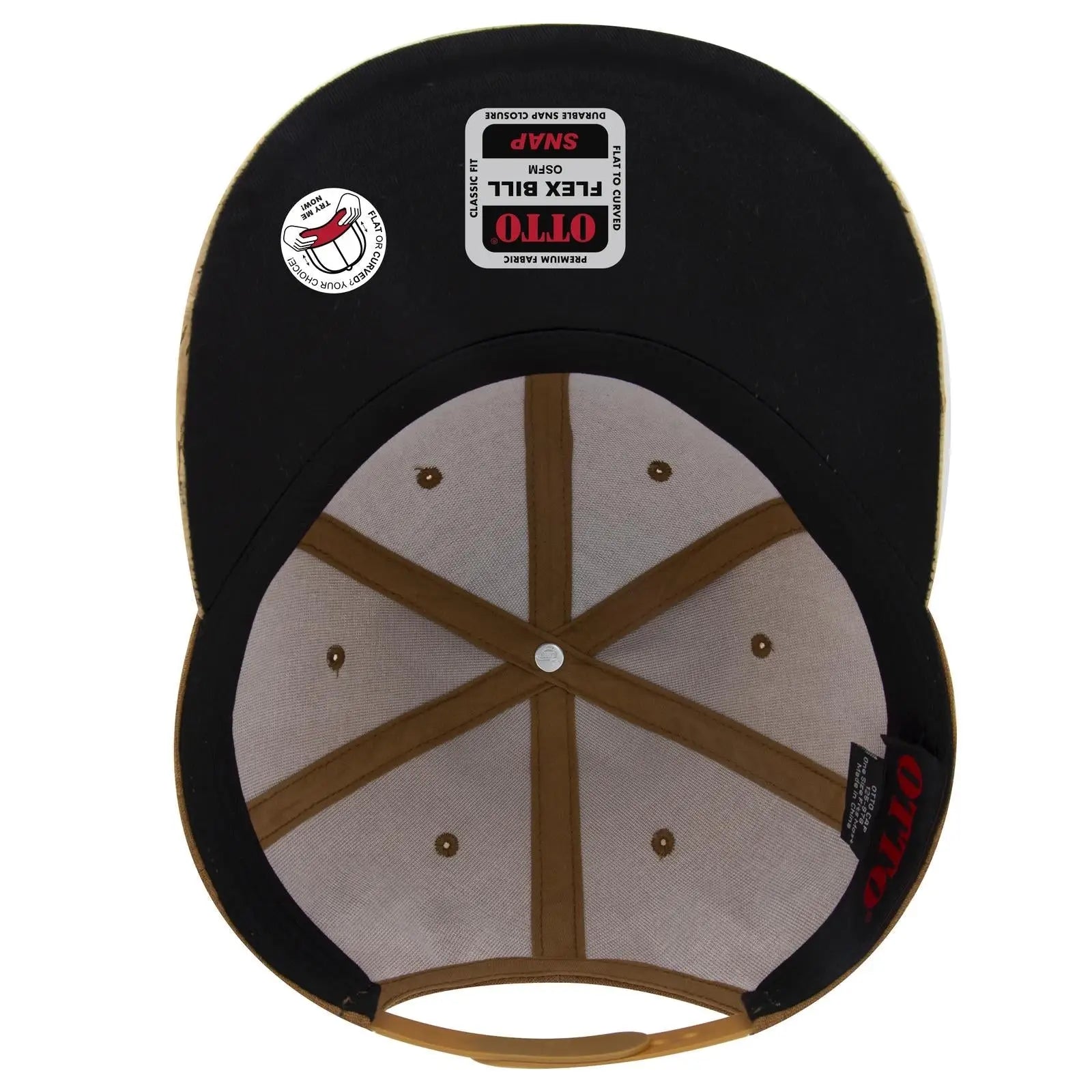 OTTO 125-978 ’OTTO Snap’ 6 Panel Pro Style Snapback Cap - Cork/Cy Brn - Cork/Cy Brn / 6 1/2’’ - 7 5/8’’