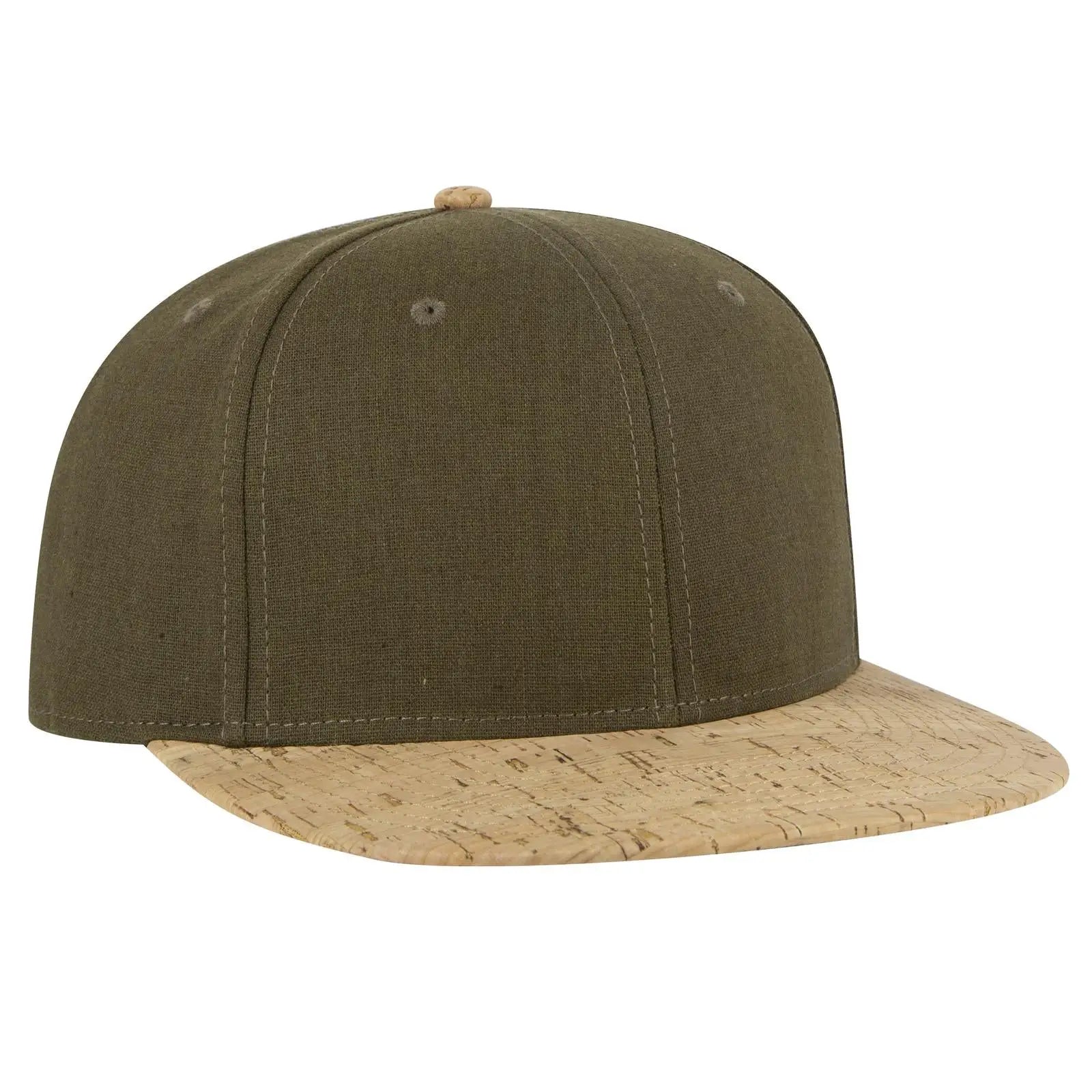 OTTO 125-978 ’OTTO Snap’ 6 Panel Pro Style Snapback Cap - Cork/Ml Grn - Cork/Ml Grn / 6 1/2’’ - 7 5/8’’