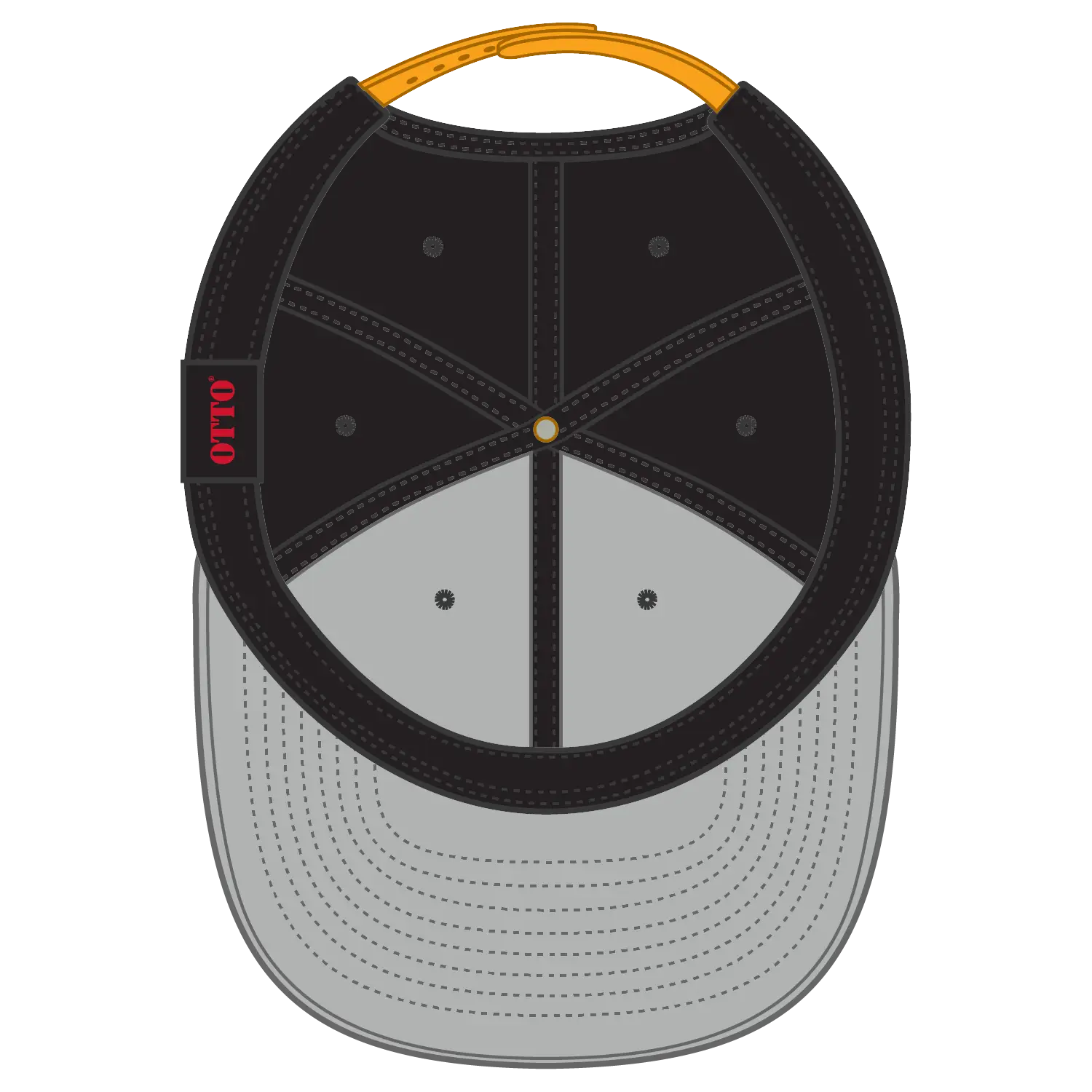 OTTO 125-978 ’OTTO Snap’ 6 Panel Pro Style Snapback Cap - Gld/Blk/Blk - Gld/Blk/Blk / 6 1/2’’ - 7 5/8’’