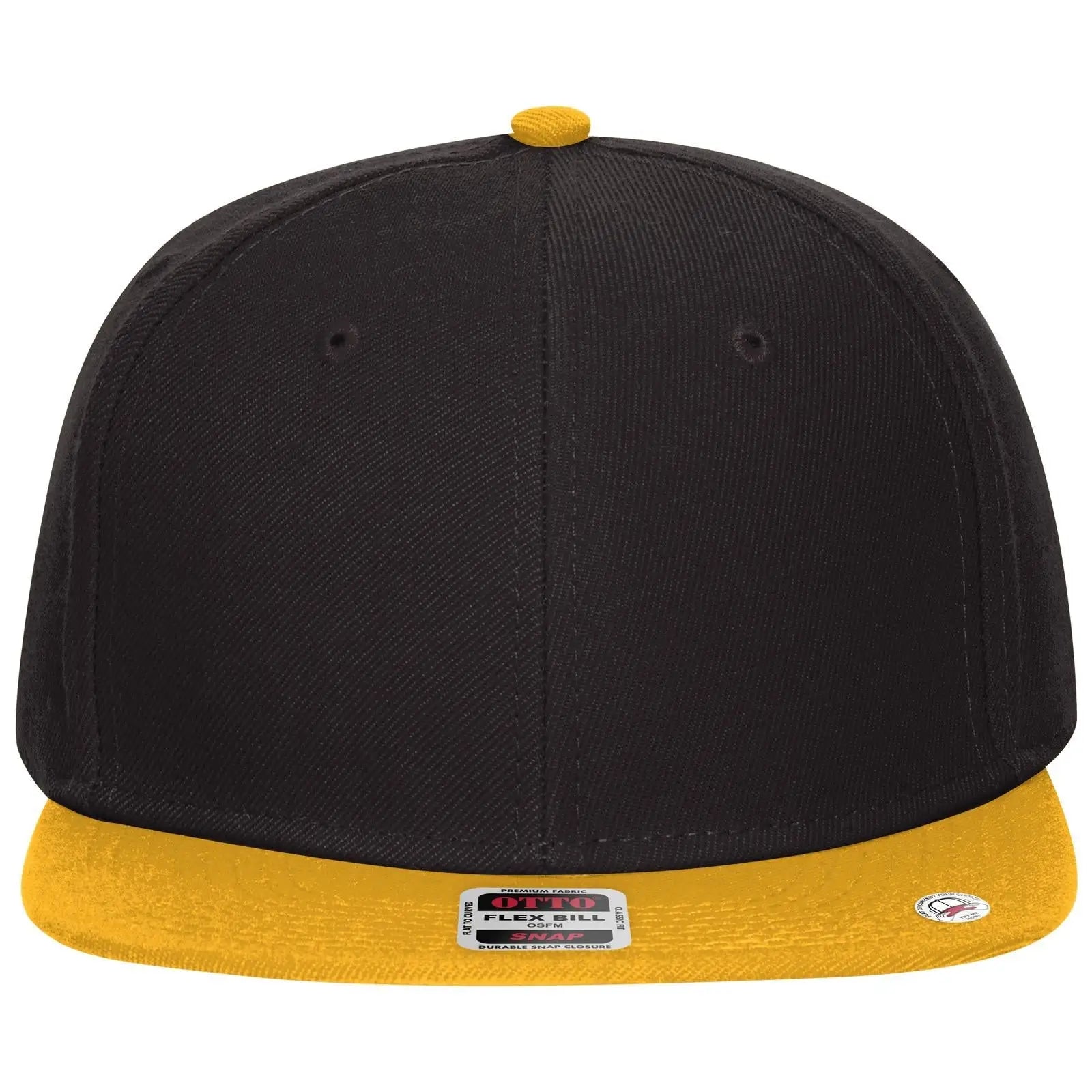 OTTO 125-978 ’OTTO Snap’ 6 Panel Pro Style Snapback Cap - Gld/Blk/Blk - Gld/Blk/Blk / 6 1/2’’ - 7 5/8’’