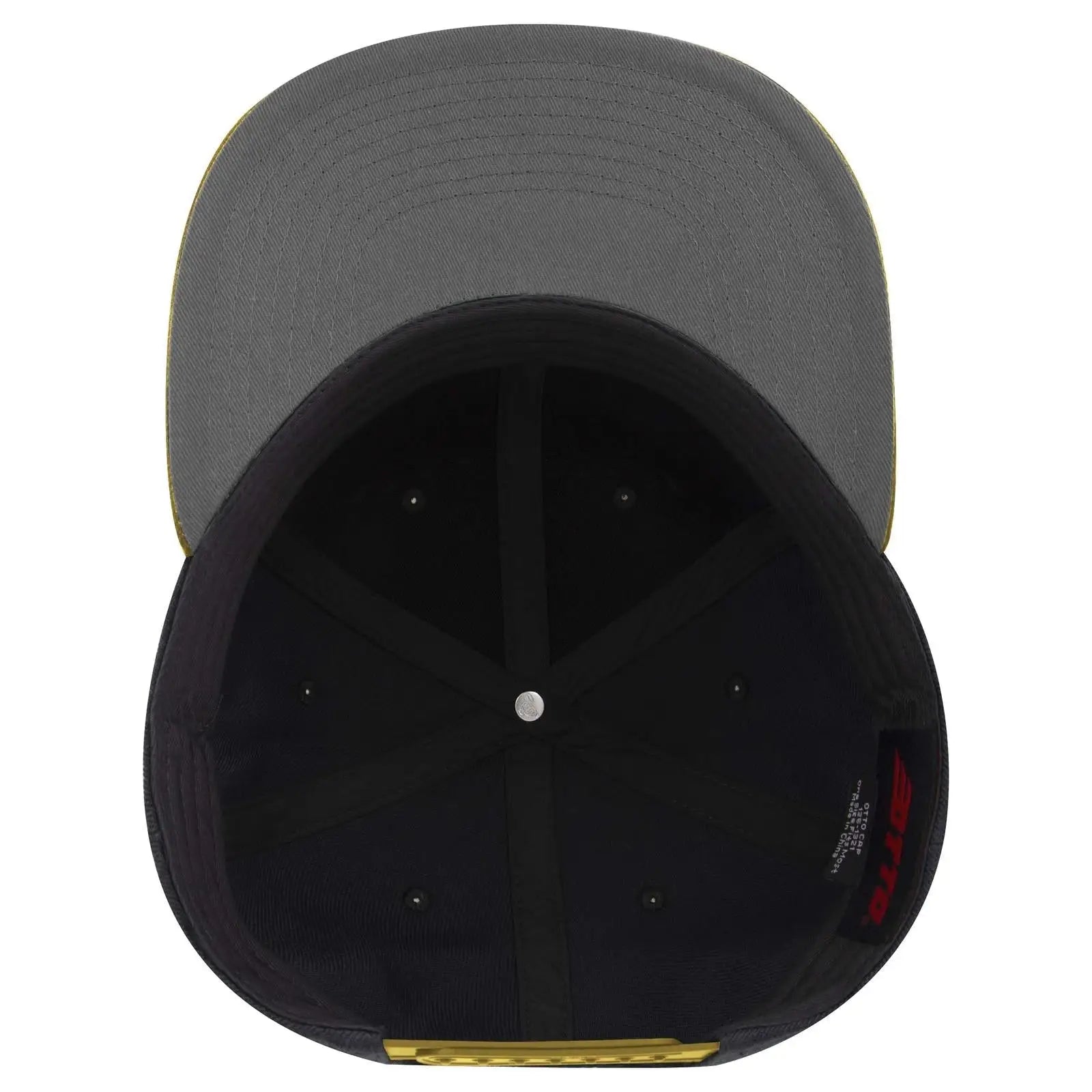 OTTO 125-978 ’OTTO Snap’ 6 Panel Pro Style Snapback Cap - Gld/Blk/Blk - Gld/Blk/Blk / 6 1/2’’ - 7 5/8’’