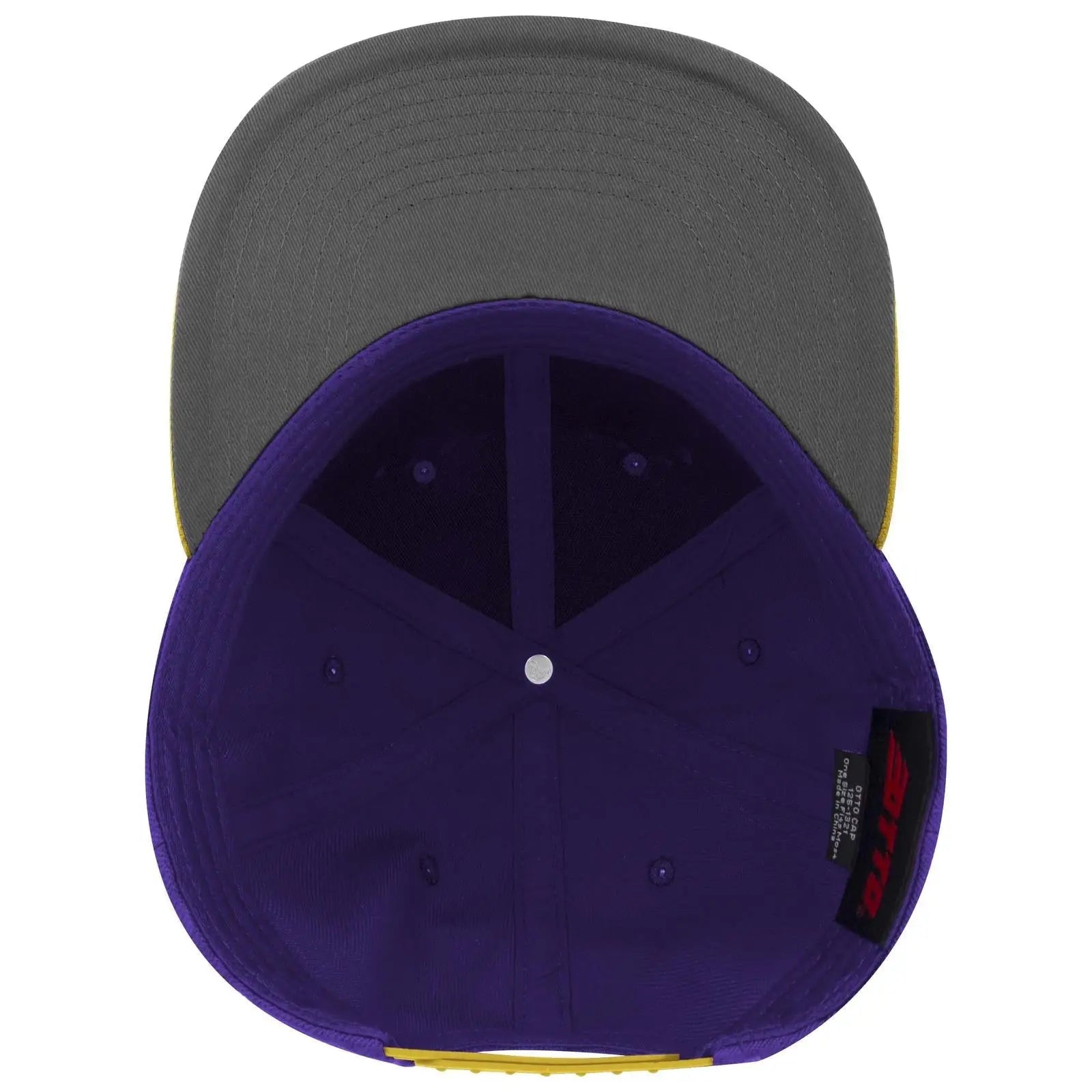 OTTO 125-978 ’OTTO Snap’ 6 Panel Pro Style Snapback Cap - Gld/Pur/Pur - Gld/Pur/Pur / 6 1/2’’ - 7 5/8’’