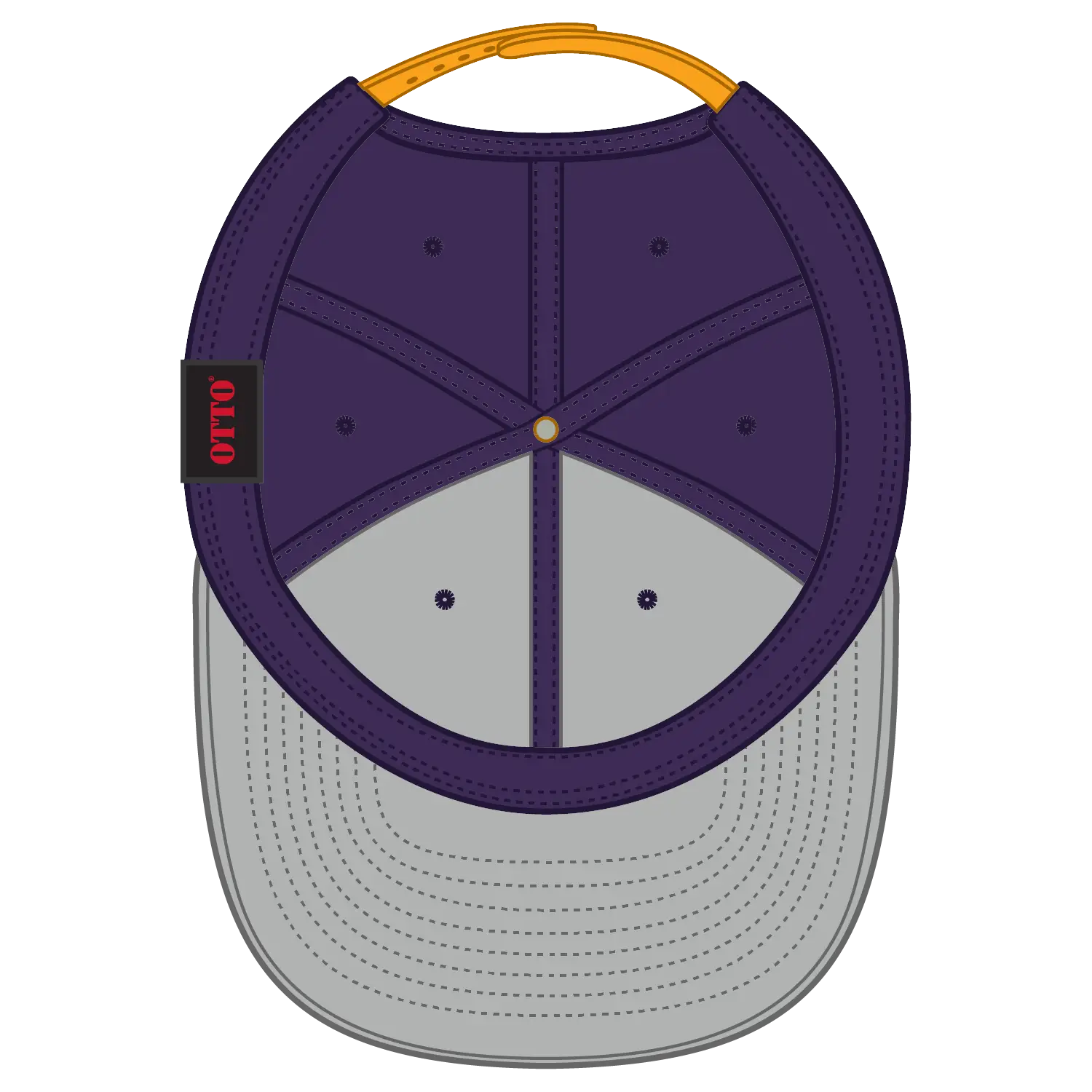 OTTO 125-978 ’OTTO Snap’ 6 Panel Pro Style Snapback Cap - Gld/Pur/Pur - Gld/Pur/Pur / 6 1/2’’ - 7 5/8’’