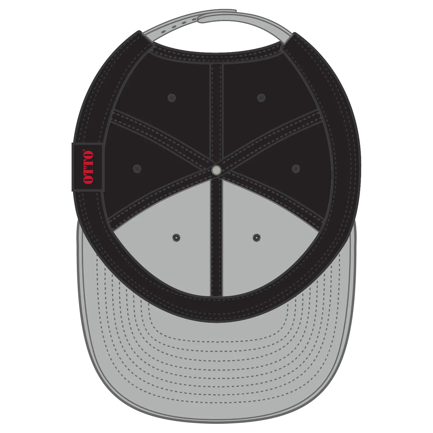 OTTO 125-978 ’OTTO Snap’ 6 Panel Pro Style Snapback Cap - Gry/Blk/Blk - Gry/Blk/Blk / 6 1/2’’ - 7 5/8’’