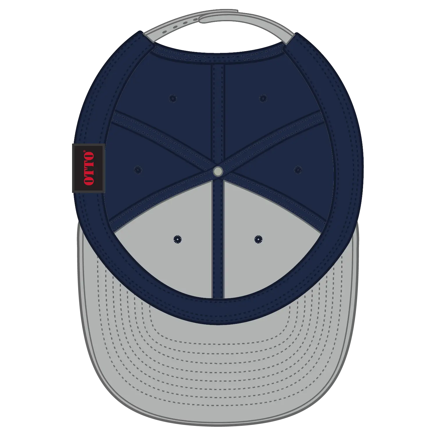 OTTO 125-978 ’OTTO Snap’ 6 Panel Pro Style Snapback Cap - Gry/Nvy/Nvy - Gry/Nvy/Nvy / 6 1/2’’ - 7 5/8’’
