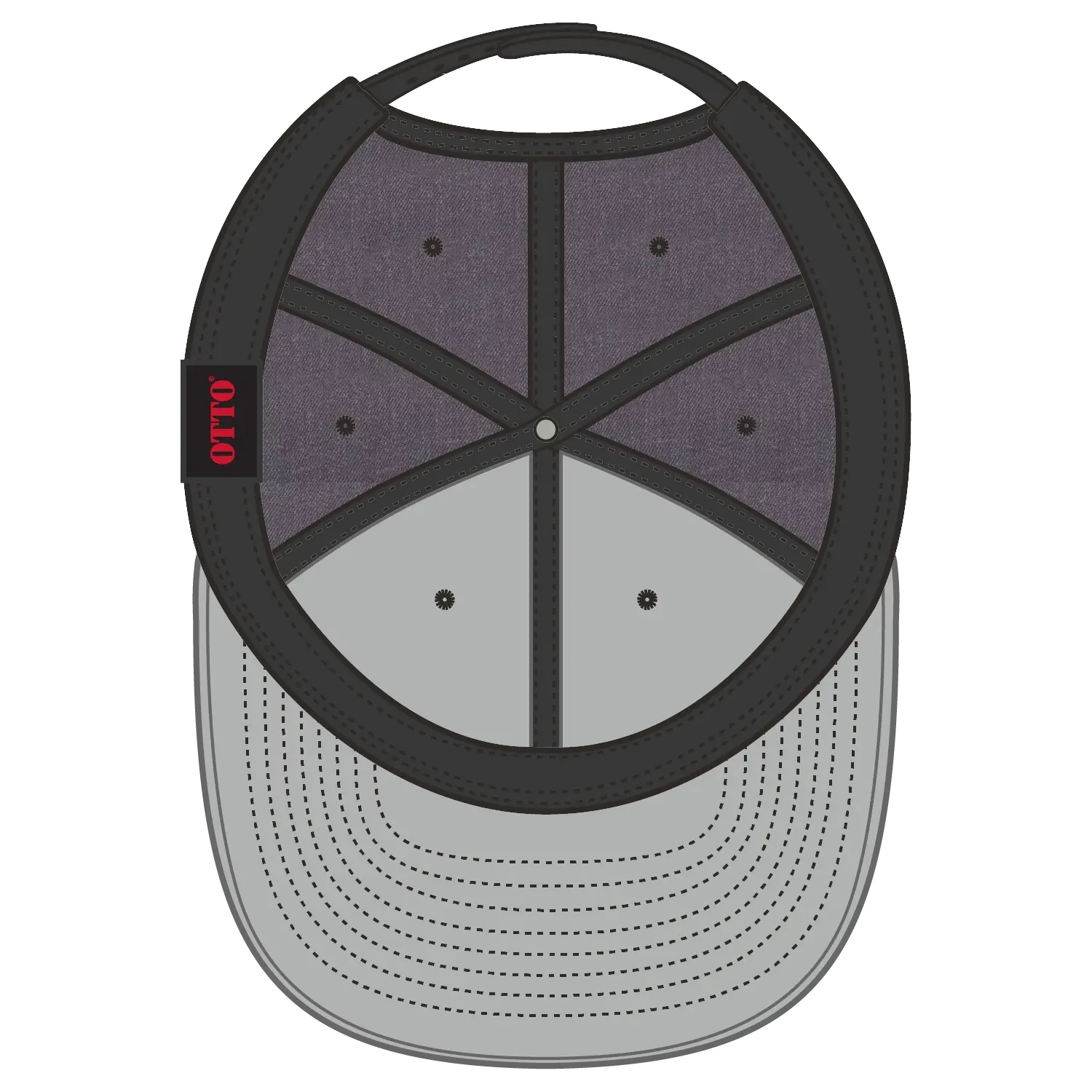 OTTO 125-978 ’OTTO Snap’ 6 Panel Pro Style Snapback Cap - Heath. Black - Heath. Black / 6 1/2’’ - 7 5/8’’