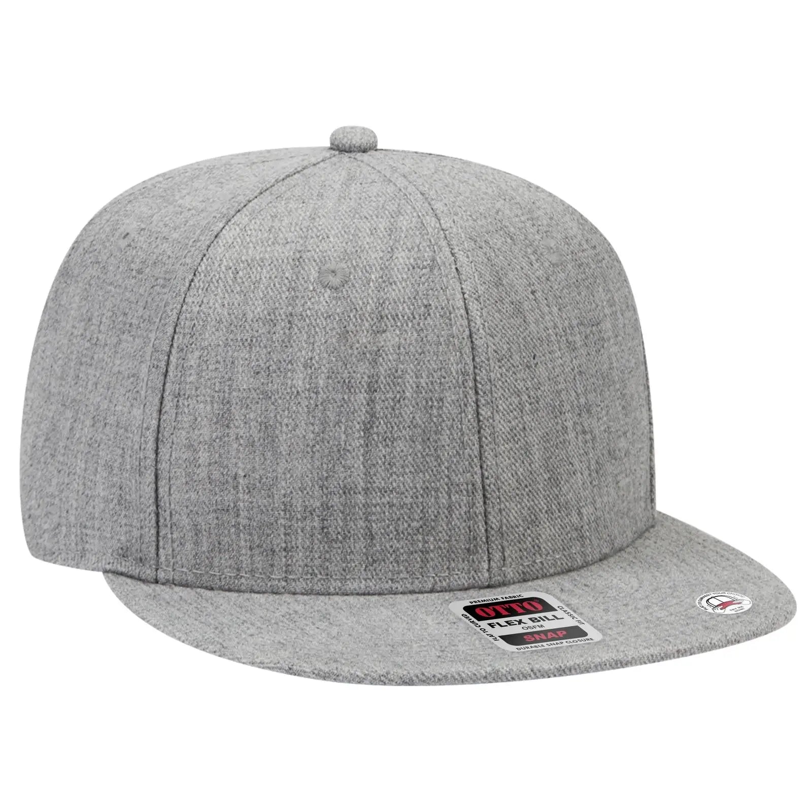 OTTO 125-978 ’OTTO Snap’ 6 Panel Pro Style Snapback Cap - Heath. Gray - Heath. Gray / 6 1/2’’ - 7 5/8’’