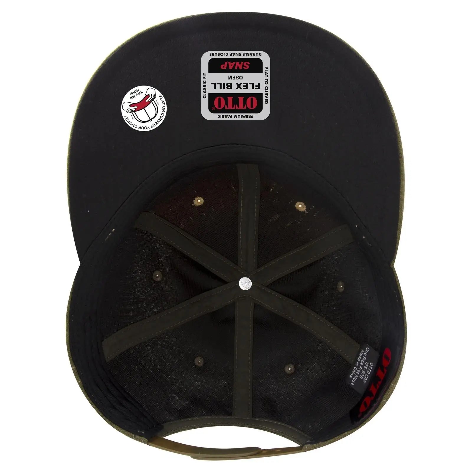 OTTO 125-978 ’OTTO Snap’ 6 Panel Pro Style Snapback Cap - Ml Grn/Crk/Ml Grn - Ml Grn/Crk/Ml Grn / 6 1/2’’ - 7 5/8’’