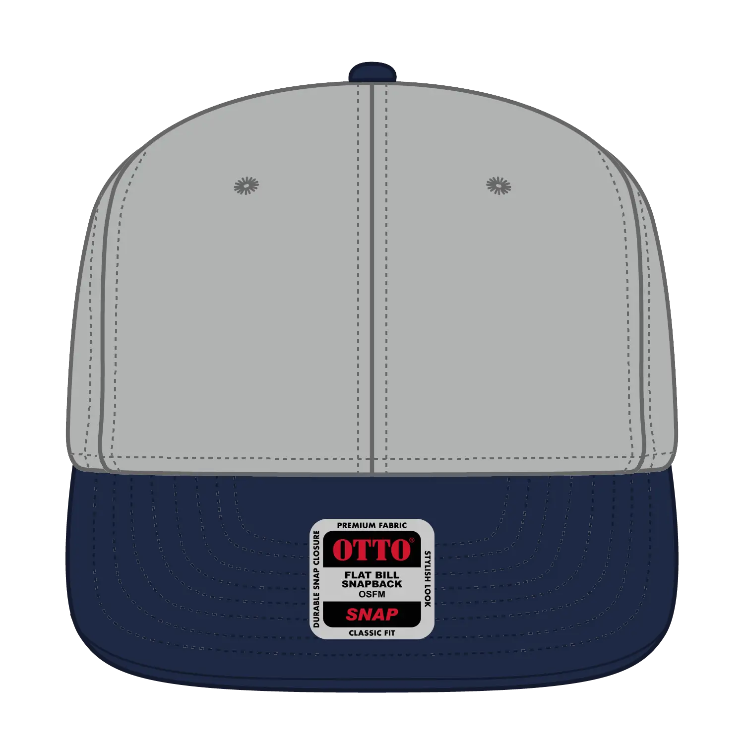 OTTO 125-978 ’OTTO Snap’ 6 Panel Pro Style Snapback Cap - Nvy/Gry/Gry - Nvy/Gry/Gry / 6 1/2’’ - 7 5/8’’