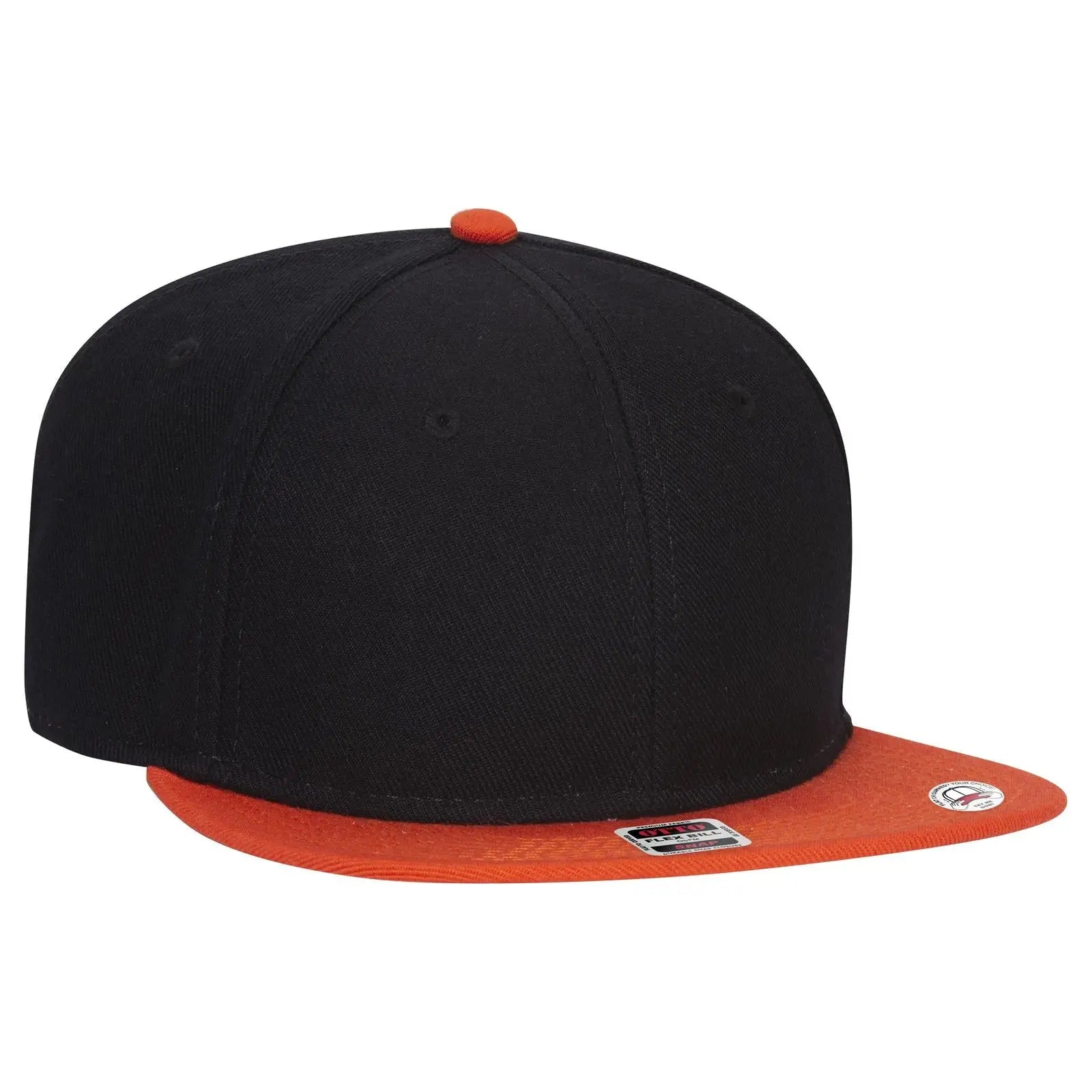 OTTO 125-978 ’OTTO Snap’ 6 Panel Pro Style Snapback Cap - Org/Blk/Blk - Org/Blk/Blk / 6 1/2’’ - 7 5/8’’