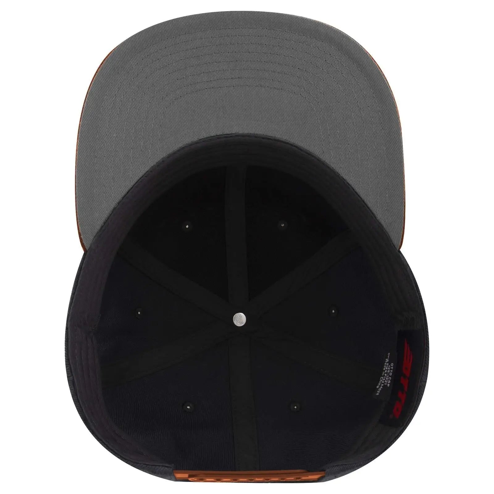 OTTO 125-978 ’OTTO Snap’ 6 Panel Pro Style Snapback Cap - Org/Blk/Blk - Org/Blk/Blk / 6 1/2’’ - 7 5/8’’
