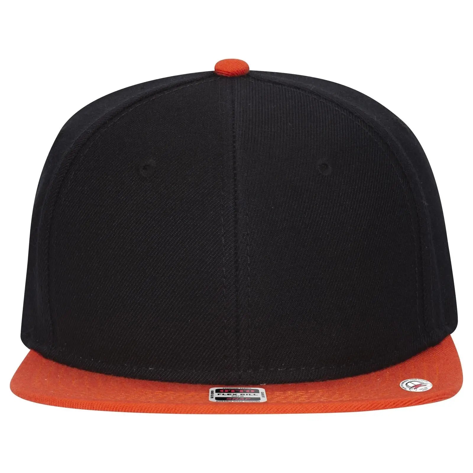 OTTO 125-978 ’OTTO Snap’ 6 Panel Pro Style Snapback Cap - Org/Blk/Blk - Org/Blk/Blk / 6 1/2’’ - 7 5/8’’