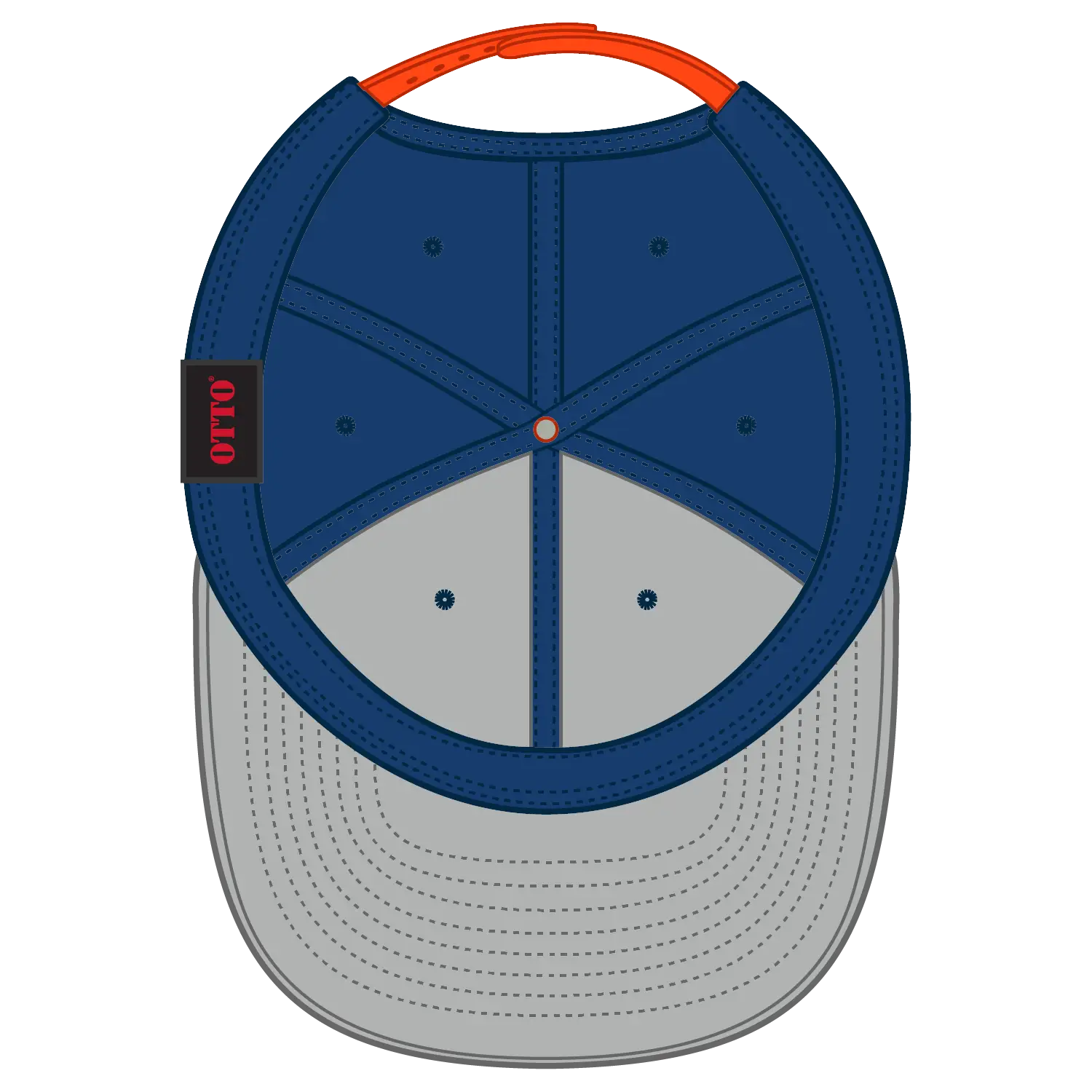 OTTO 125-978 ’OTTO Snap’ 6 Panel Pro Style Snapback Cap - Org/Ryl/Ryl - Org/Ryl/Ryl / 6 1/2’’ - 7 5/8’’