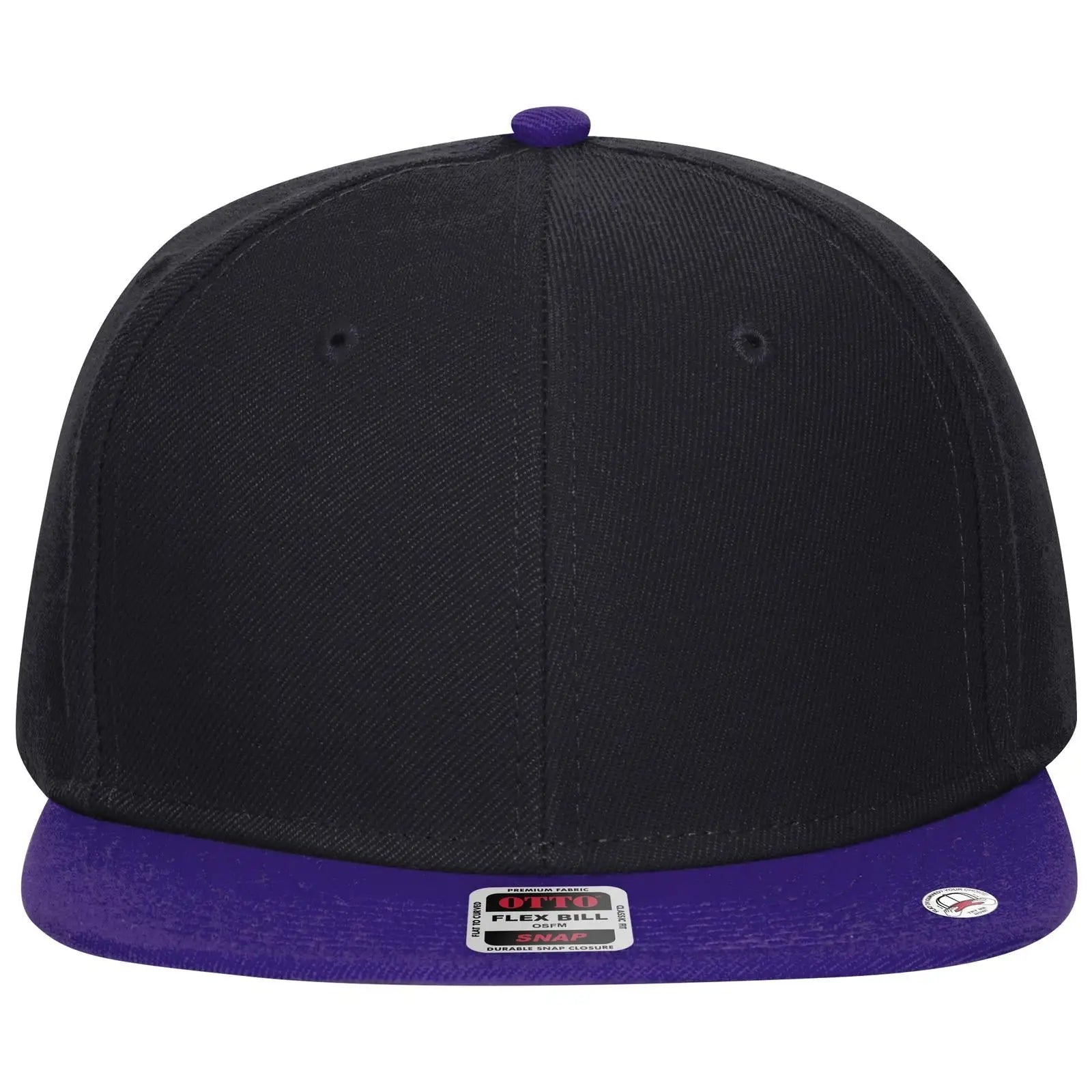 OTTO 125-978 ’OTTO Snap’ 6 Panel Pro Style Snapback Cap - Pur/Blk/Blk - Pur/Blk/Blk / 6 1/2’’ - 7 5/8’’