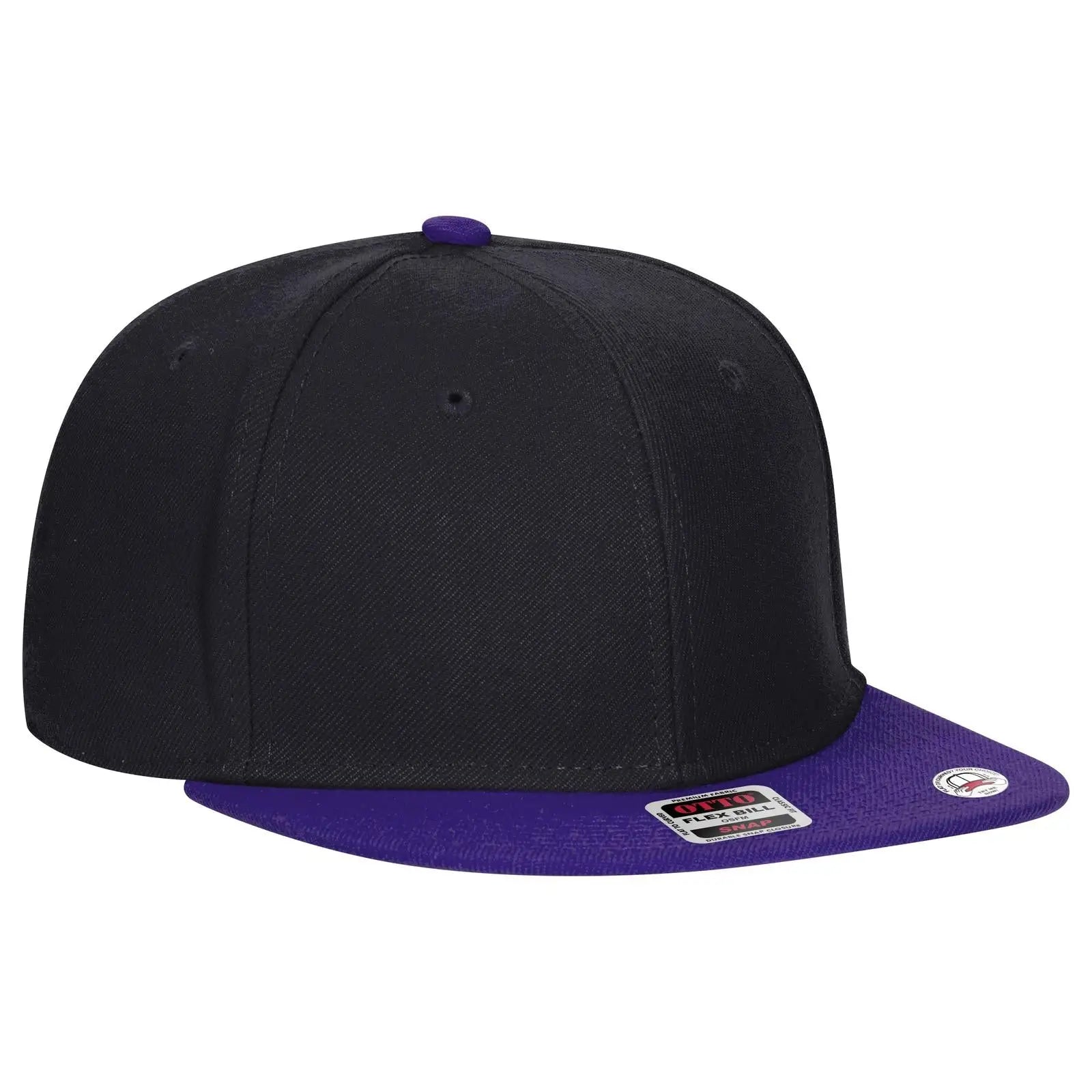 OTTO 125-978 ’OTTO Snap’ 6 Panel Pro Style Snapback Cap - Pur/Blk/Blk - Pur/Blk/Blk / 6 1/2’’ - 7 5/8’’