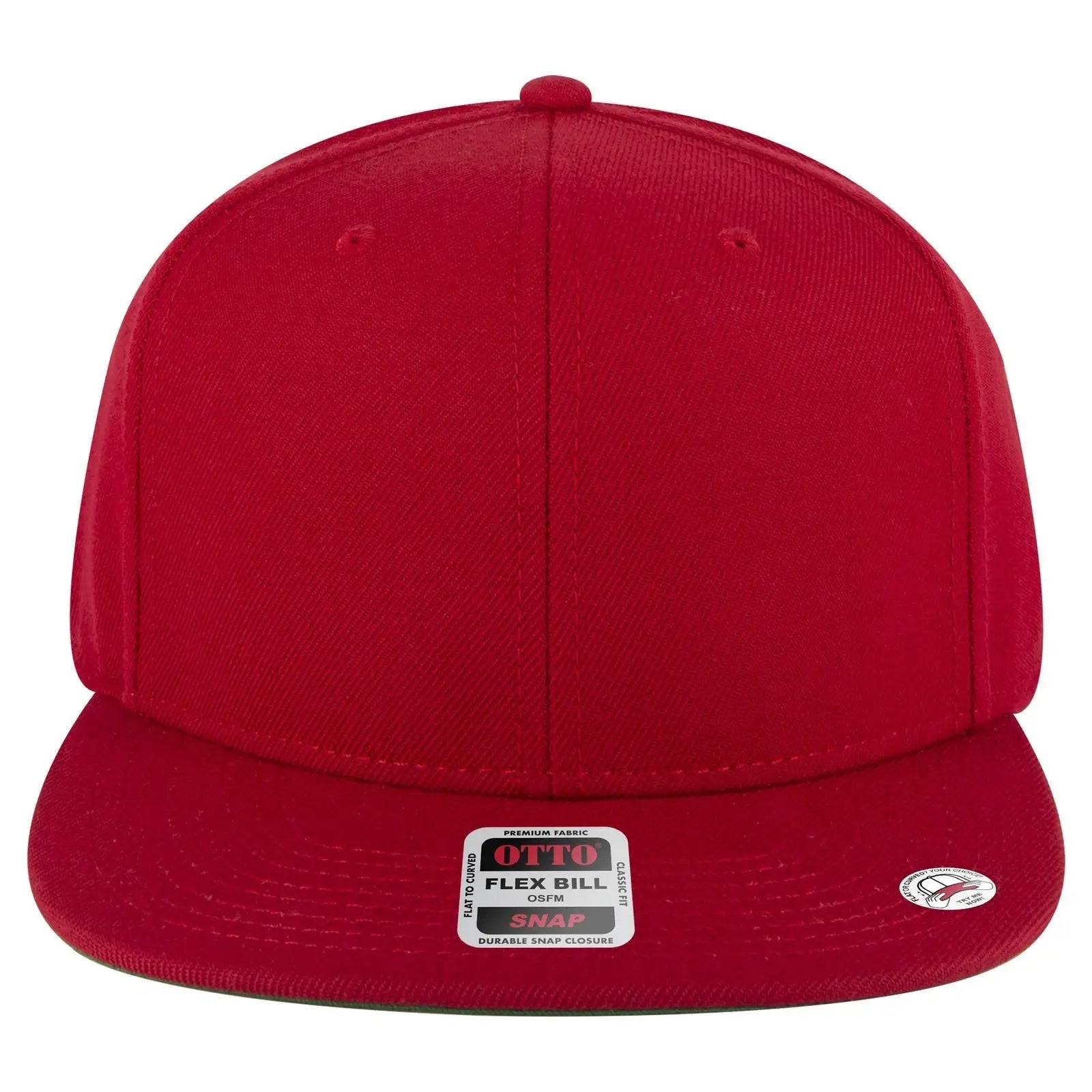 OTTO 125-978 ’OTTO Snap’ 6 Panel Pro Style Snapback Cap - Red - Red / 6 1/2’’ - 7 5/8’’